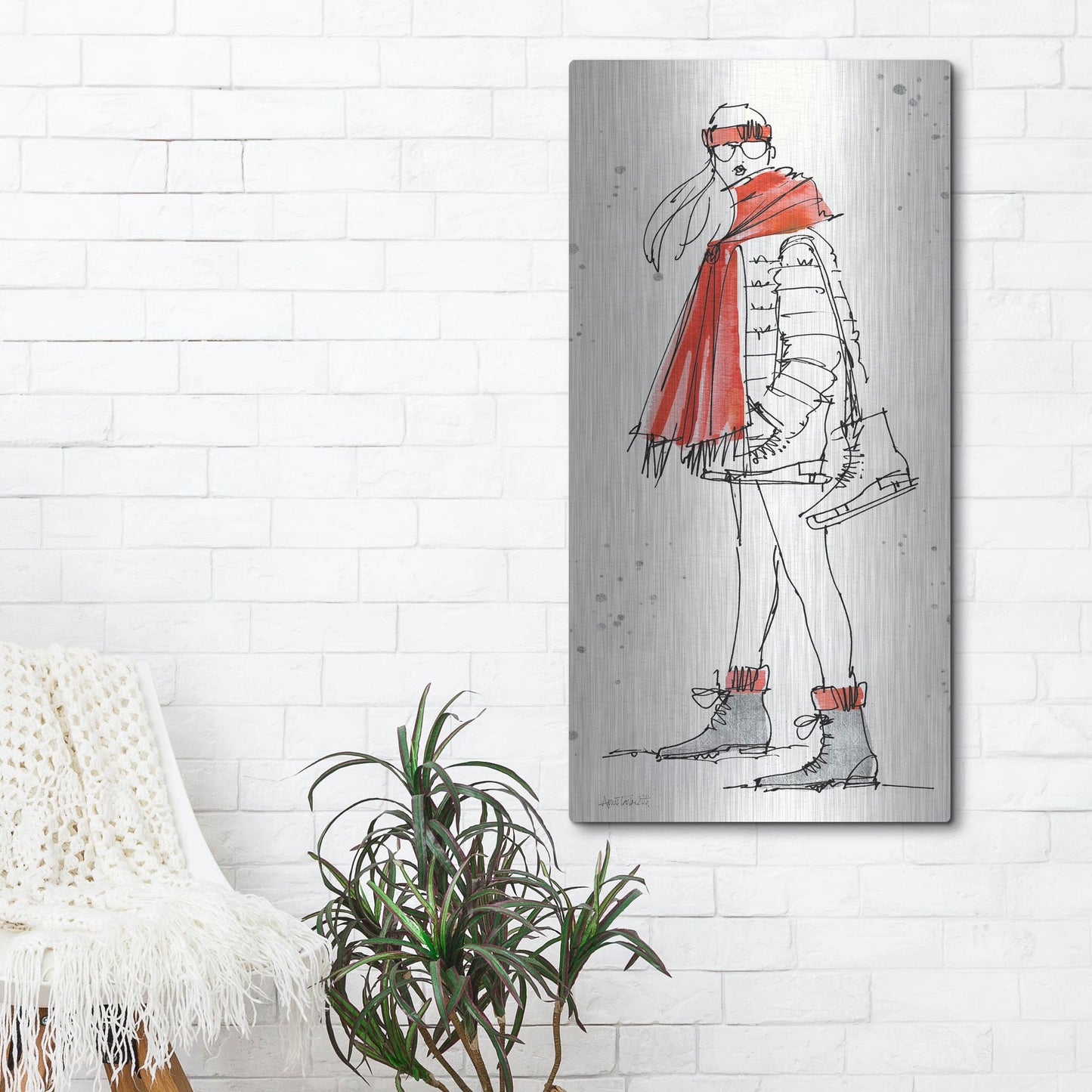 Luxe Metal Art 'Winter Fashion II' by Anne Tavoletti, Metal Wall Art,24x48