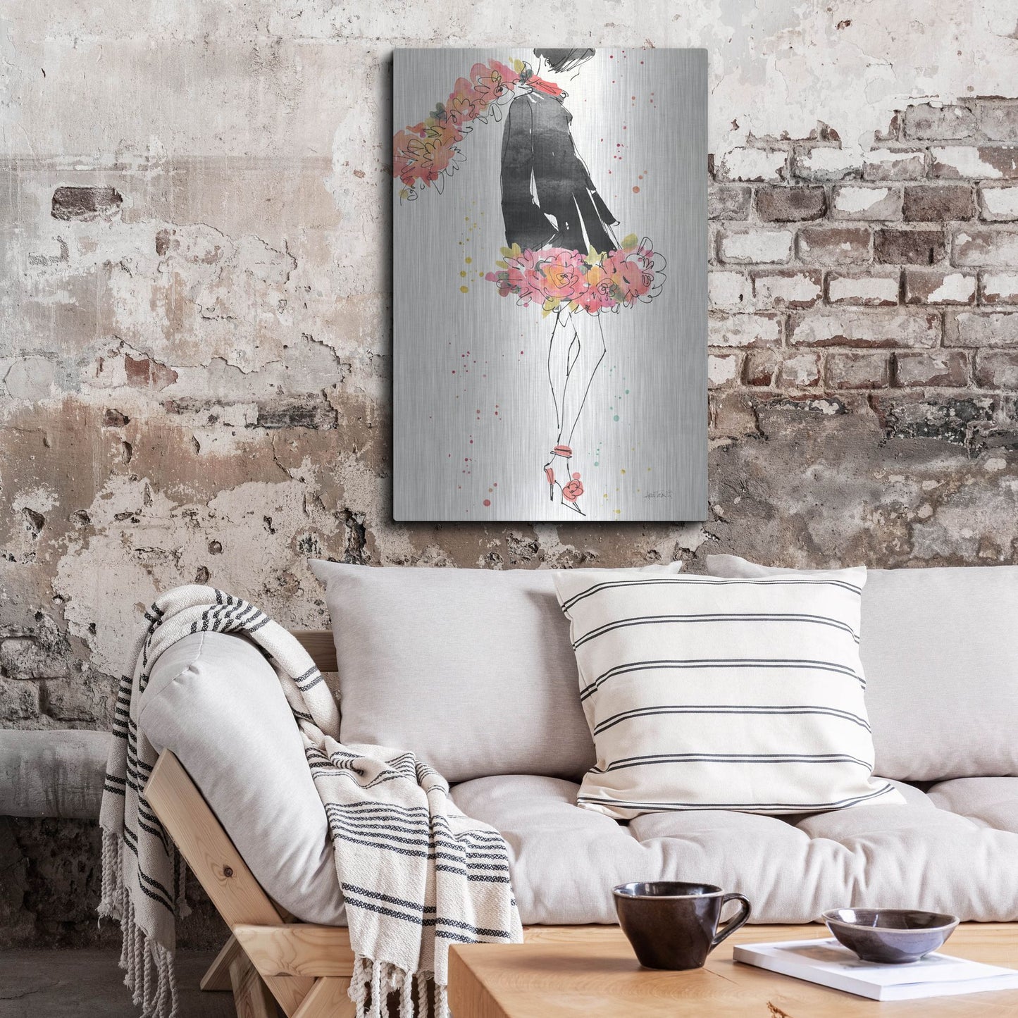 Luxe Metal Art 'Floral Fashion IV' by Anne Tavoletti, Metal Wall Art,24x36