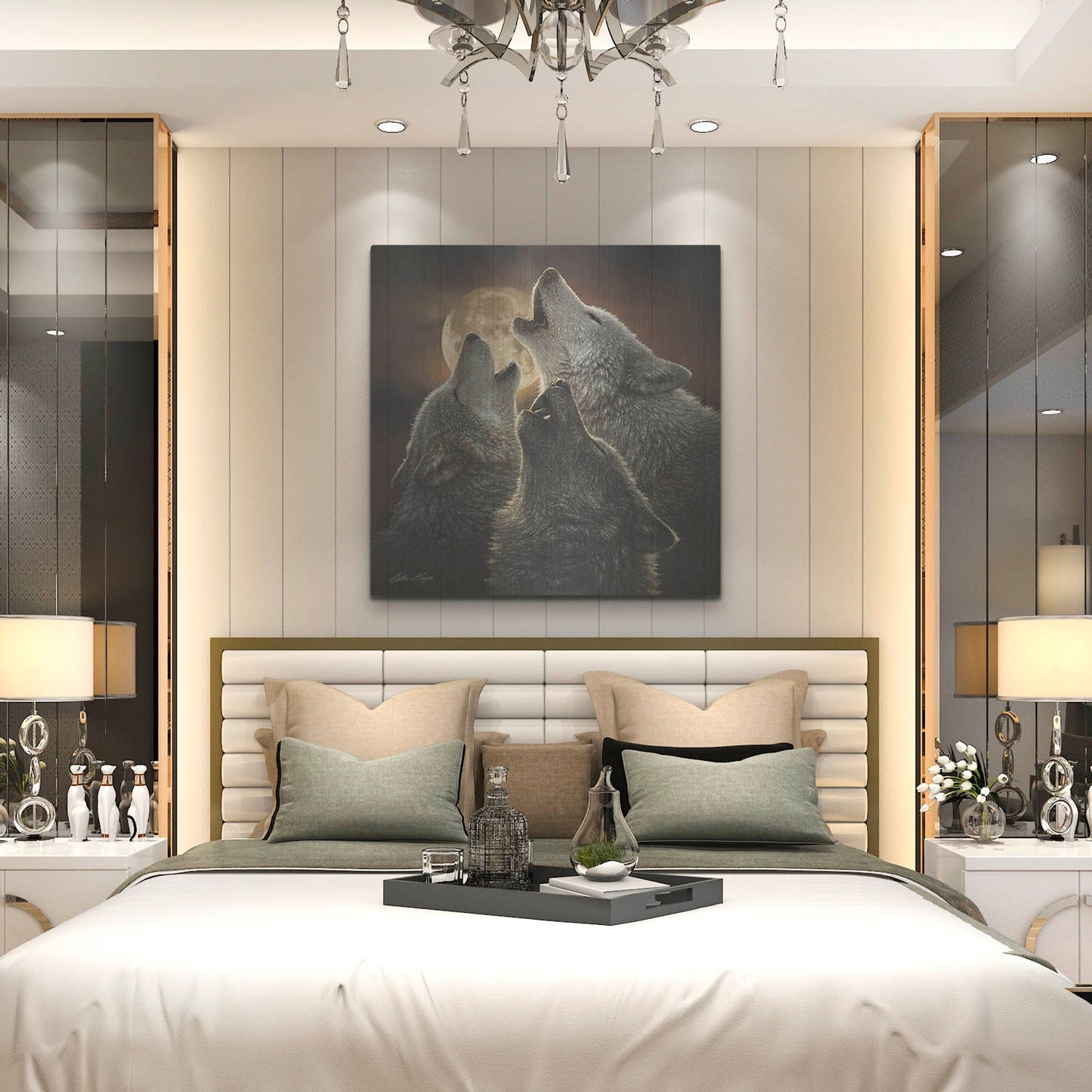 Luxe Metal Art 'Wolf Trinity' by Collin Bogle, Metal Wall Art,36x36