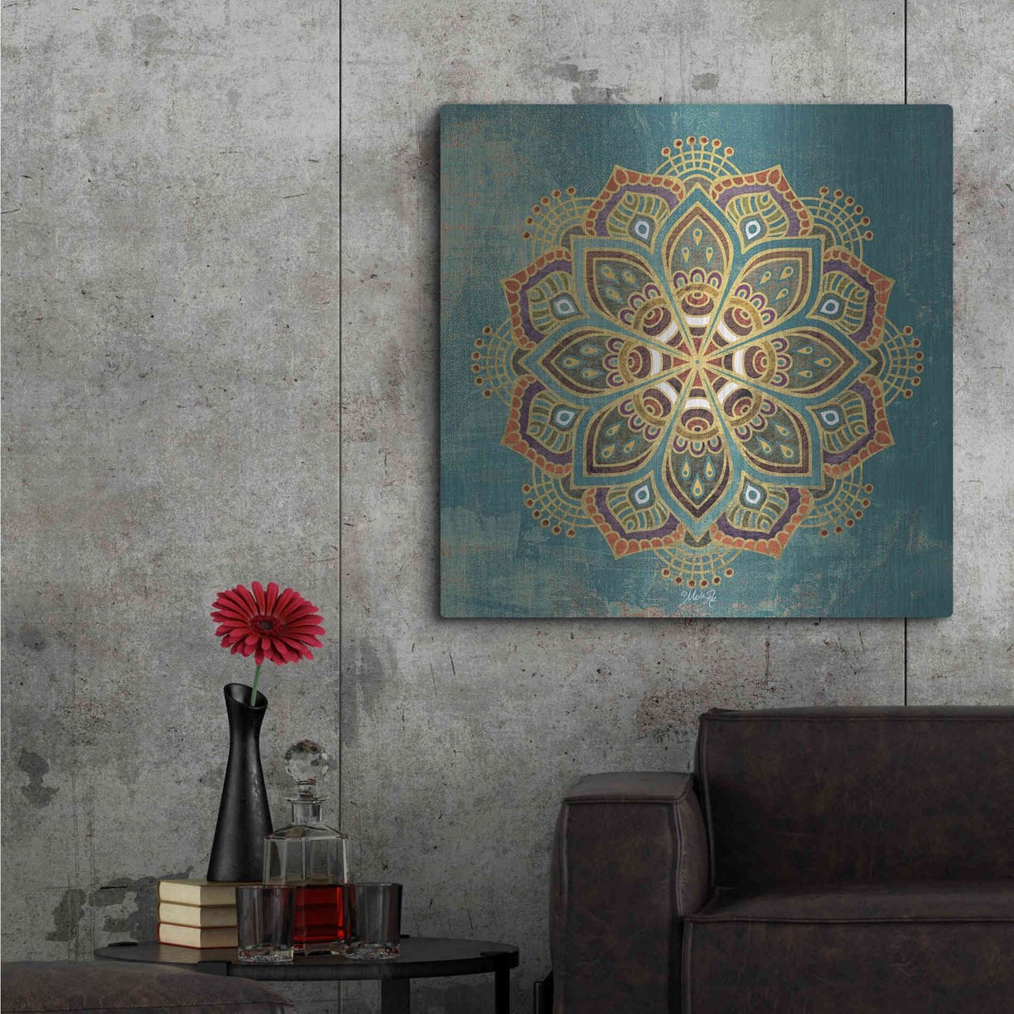 Luxe Metal Art 'Boho Medallion I' by Marla Rae, Metal Wall Art,36x36