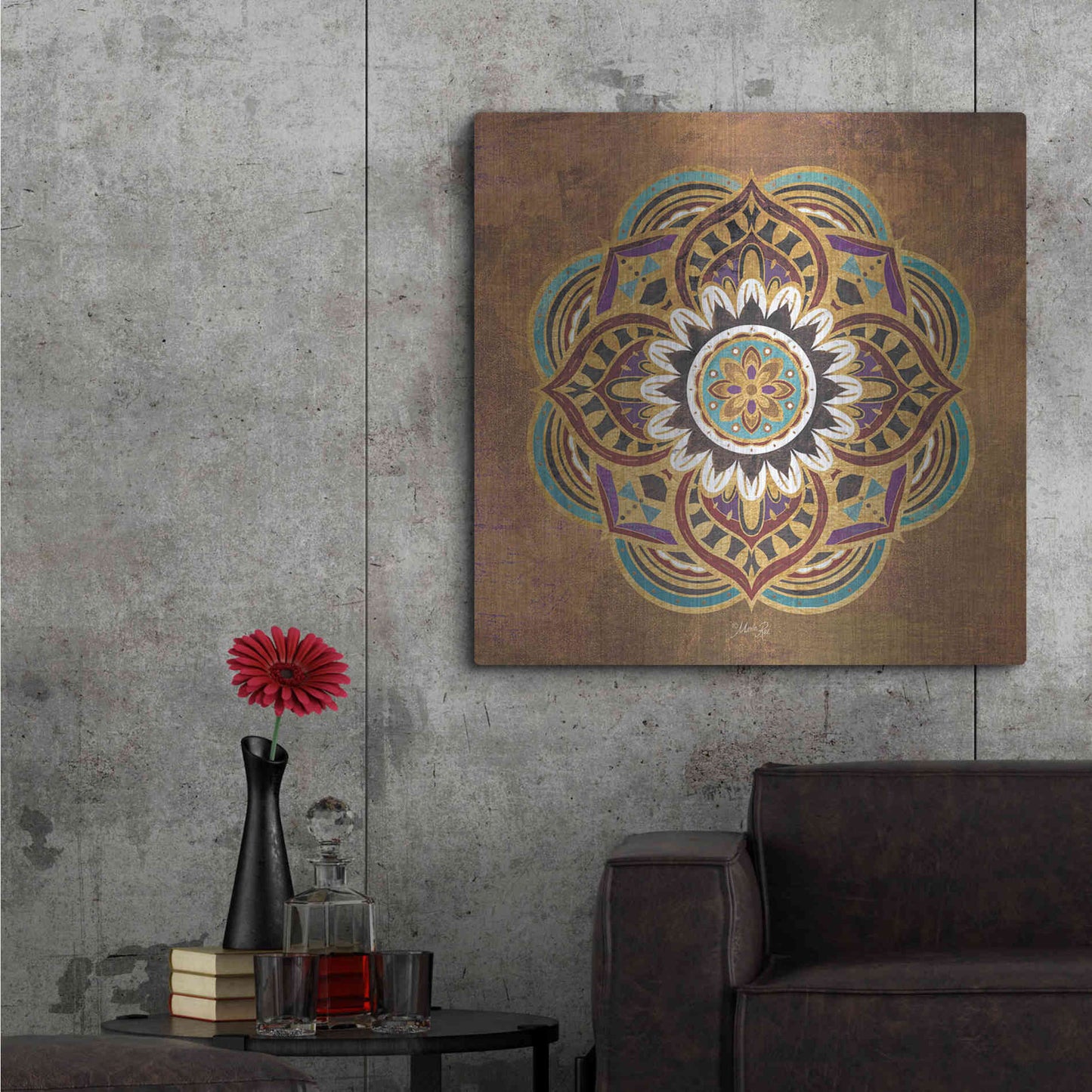 Luxe Metal Art 'Boho Medallion II' by Marla Rae, Metal Wall Art,36x36