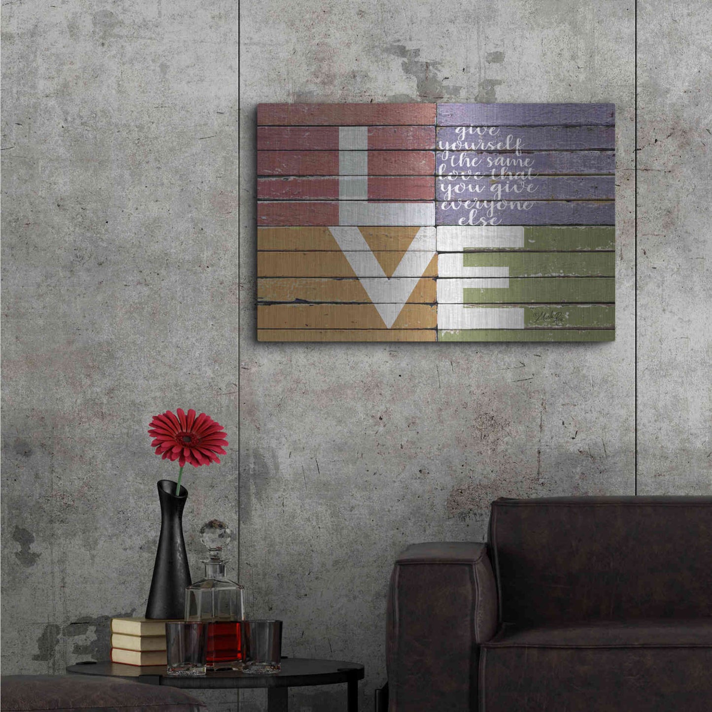 Luxe Metal Art 'Give Yourself the Same Love' by Marla Rae, Metal Wall Art,36x24