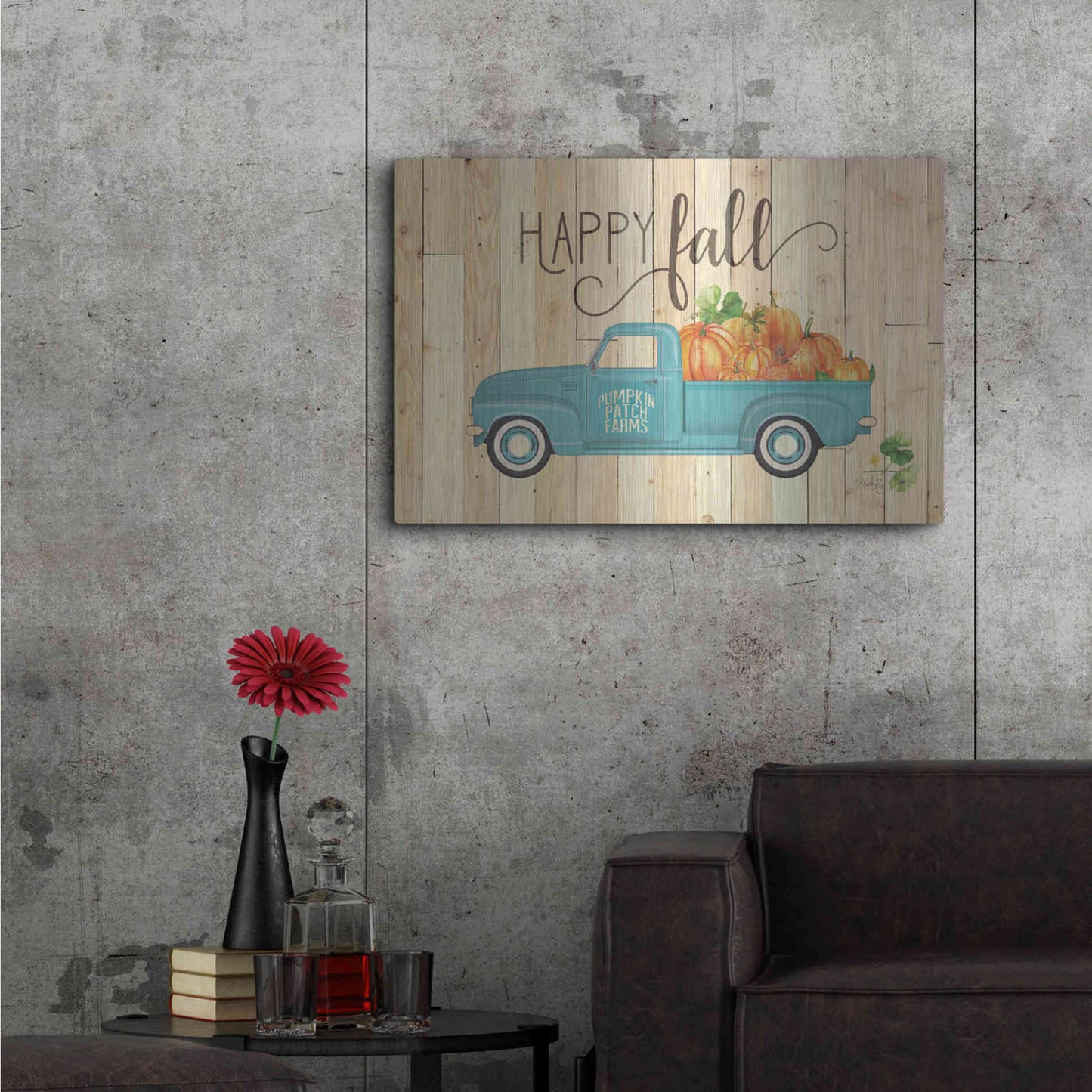 Luxe Metal Art 'Happy Fall' by Marla Rae, Metal Wall Art,36x24