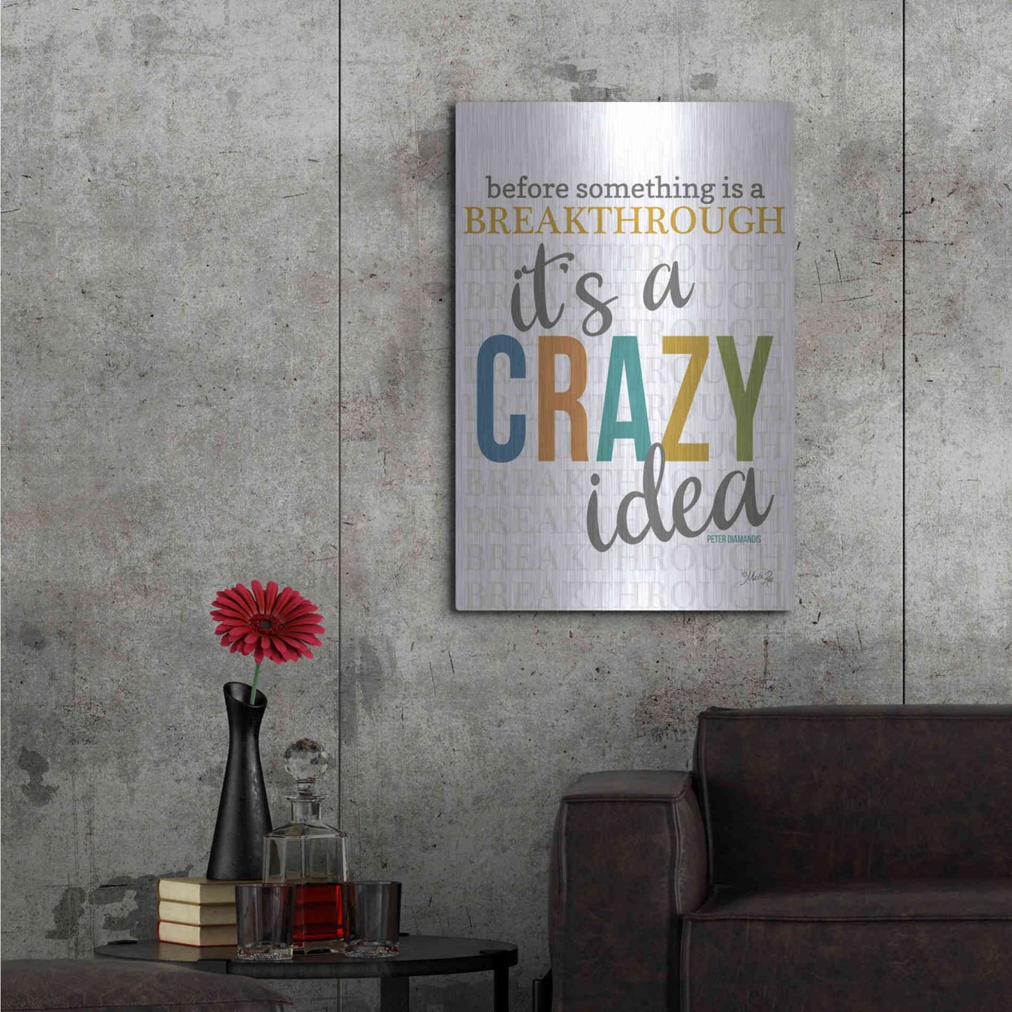 Luxe Metal Art 'Crazy Idea' by Marla Rae, Metal Wall Art,24x36