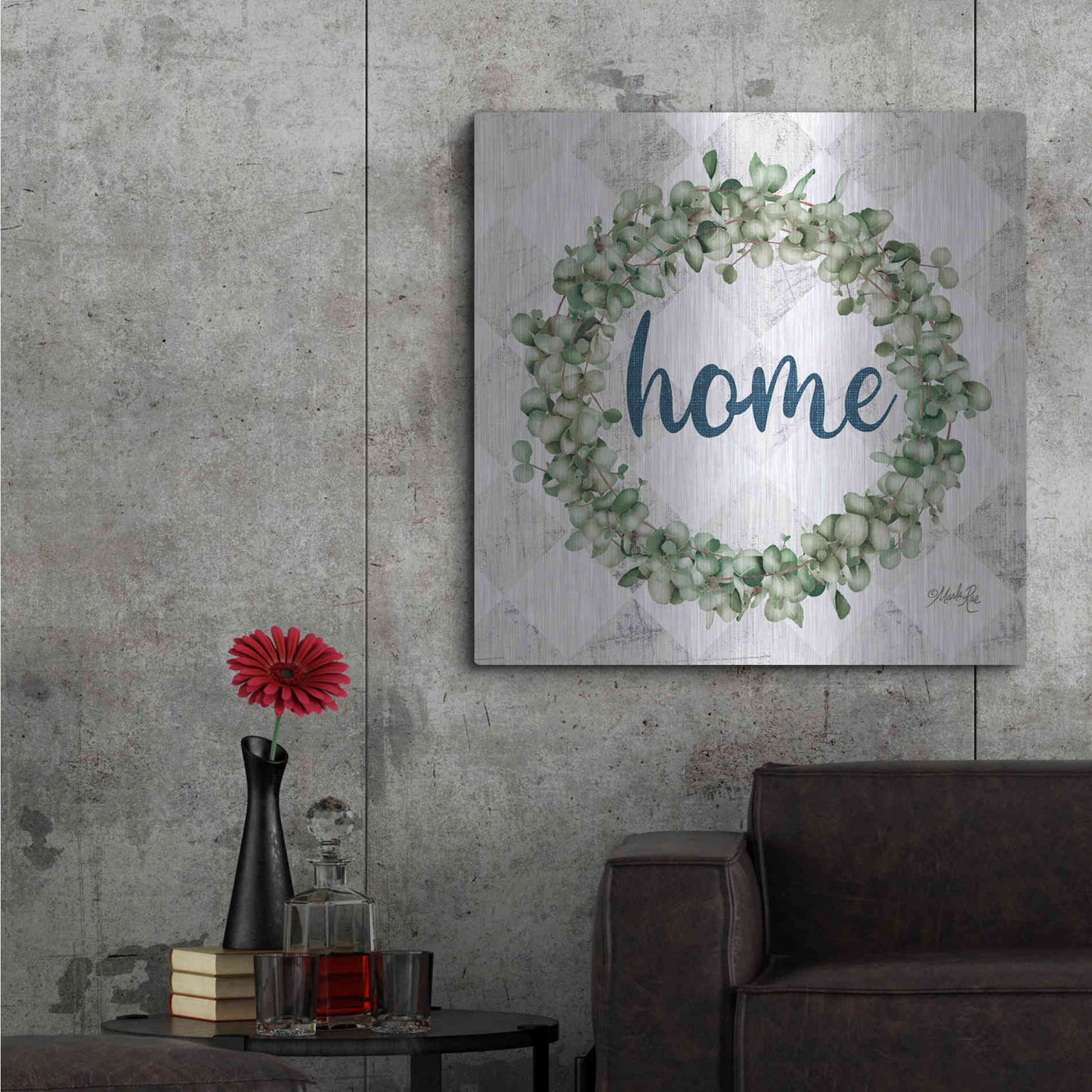 Luxe Metal Art 'Home Eucalyptus Wreath' by Marla Rae, Metal Wall Art,36x36
