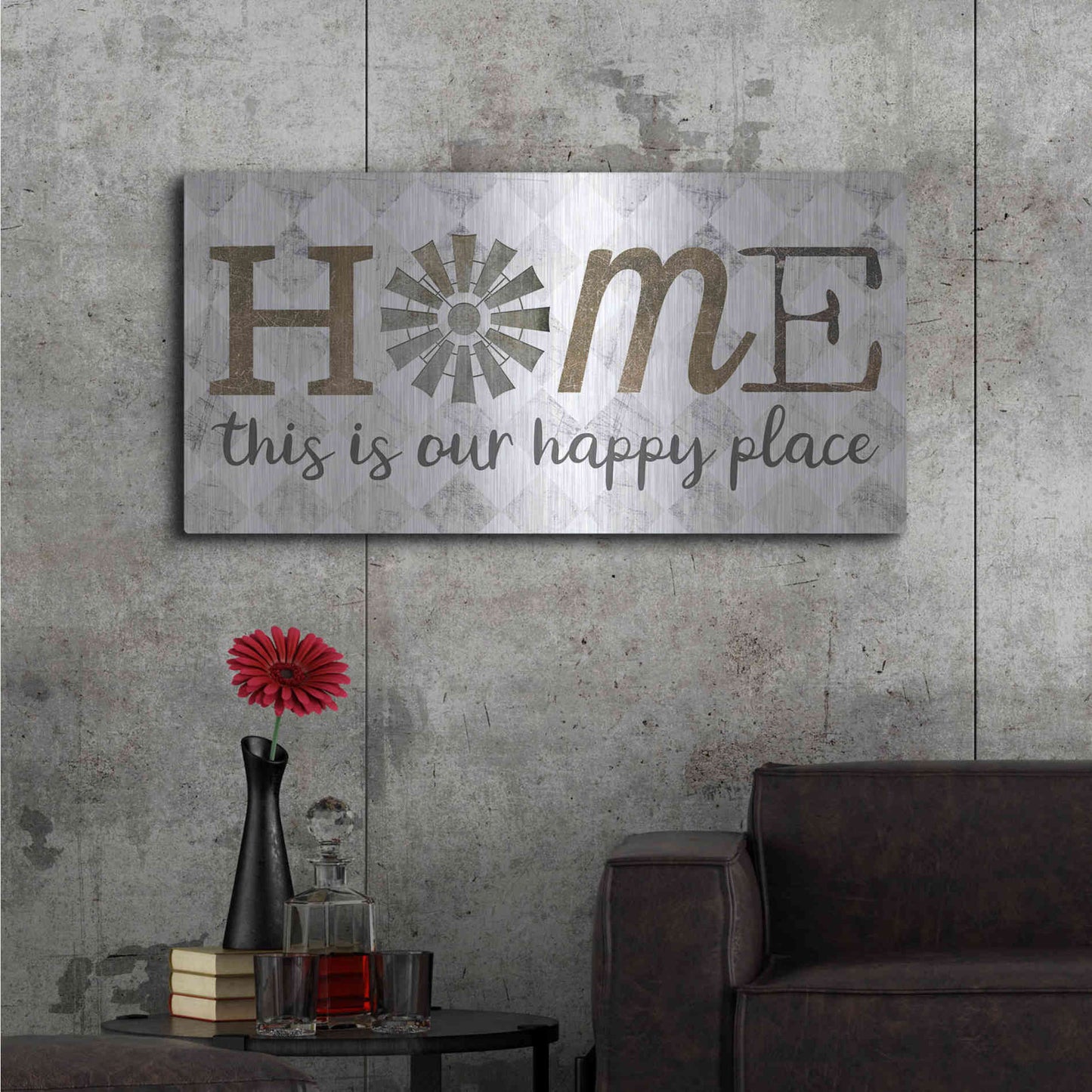 Luxe Metal Art 'Home - This is Our Happy Place' by Marla Rae, Metal Wall Art,48x24