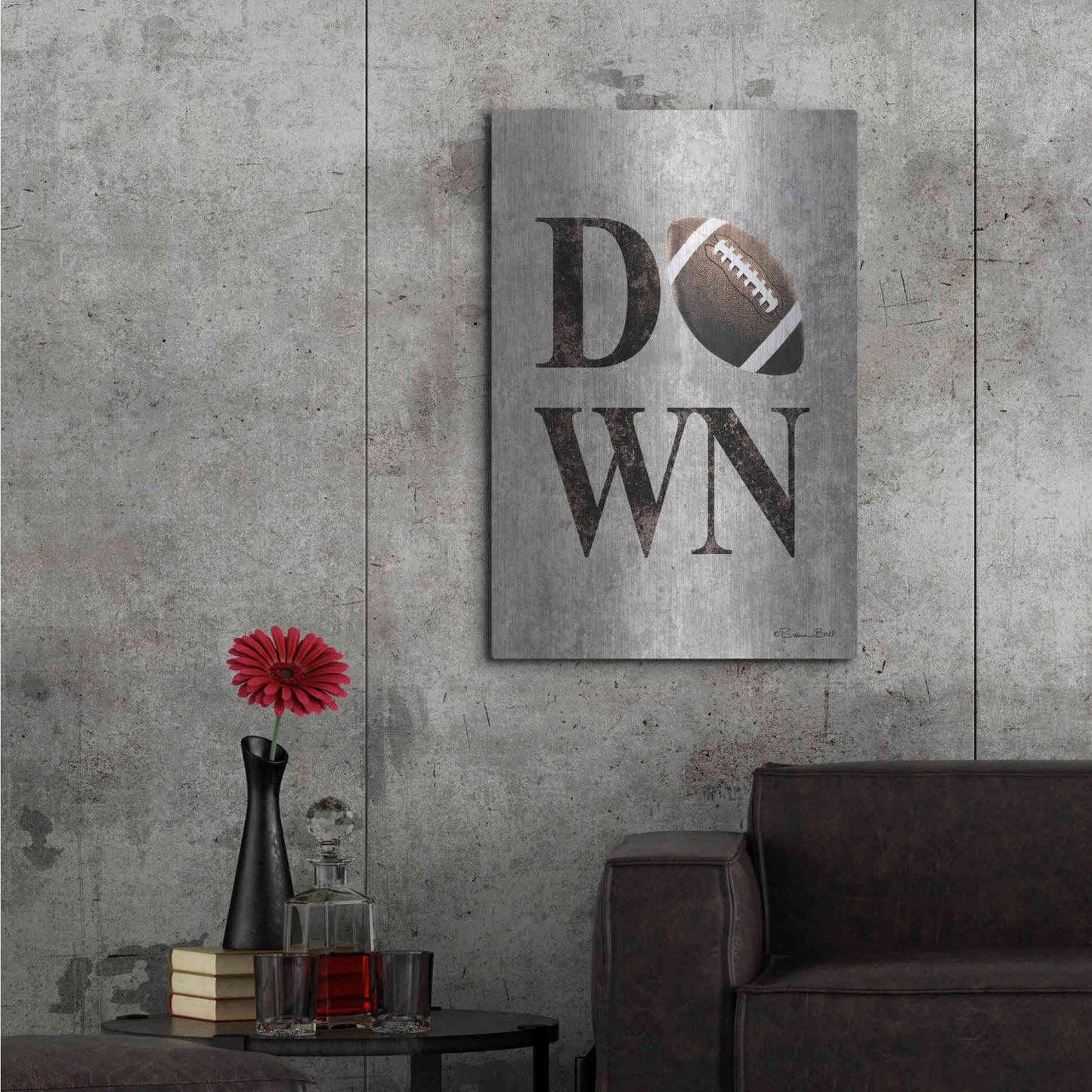 Luxe Metal Art 'Football DOWN' by Susan Ball, Metal Wall Art,24x36