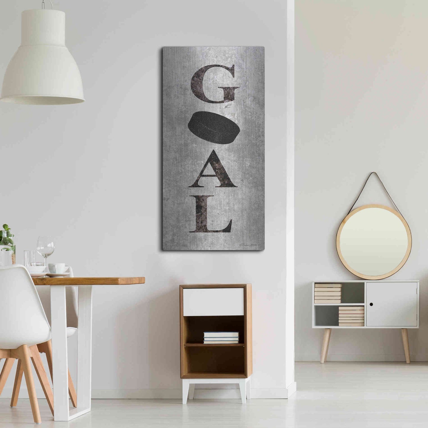 Luxe Metal Art 'Hockey Goal' by Susan Ball, Metal Wall Art,24x48