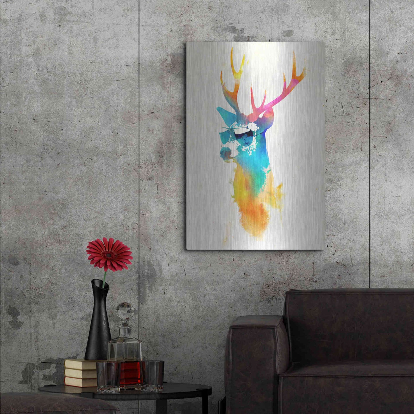 Luxe Metal Art 'Sunny Stag' by Robert Farkas, Metal Wall Art,24x36