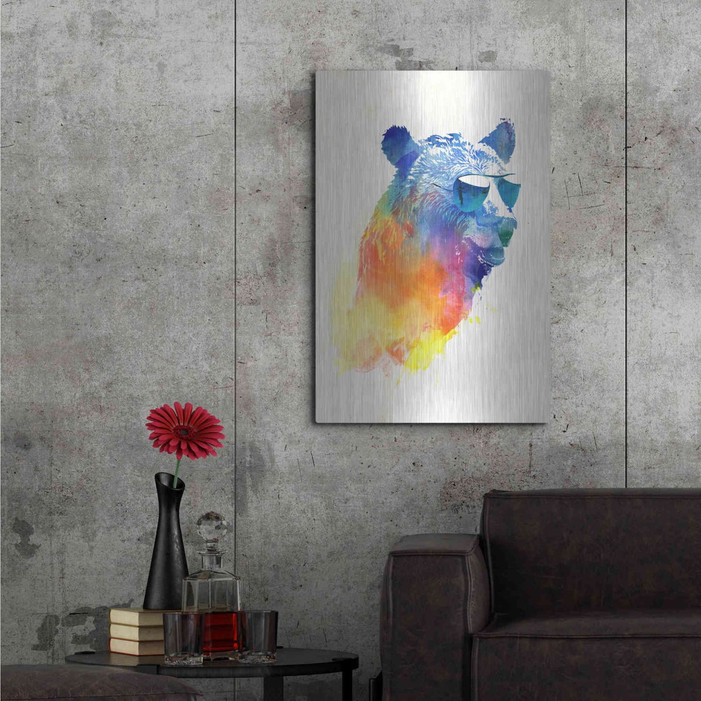 Luxe Metal Art 'Sunny Bear' by Robert Farkas, Metal Wall Art,24x36