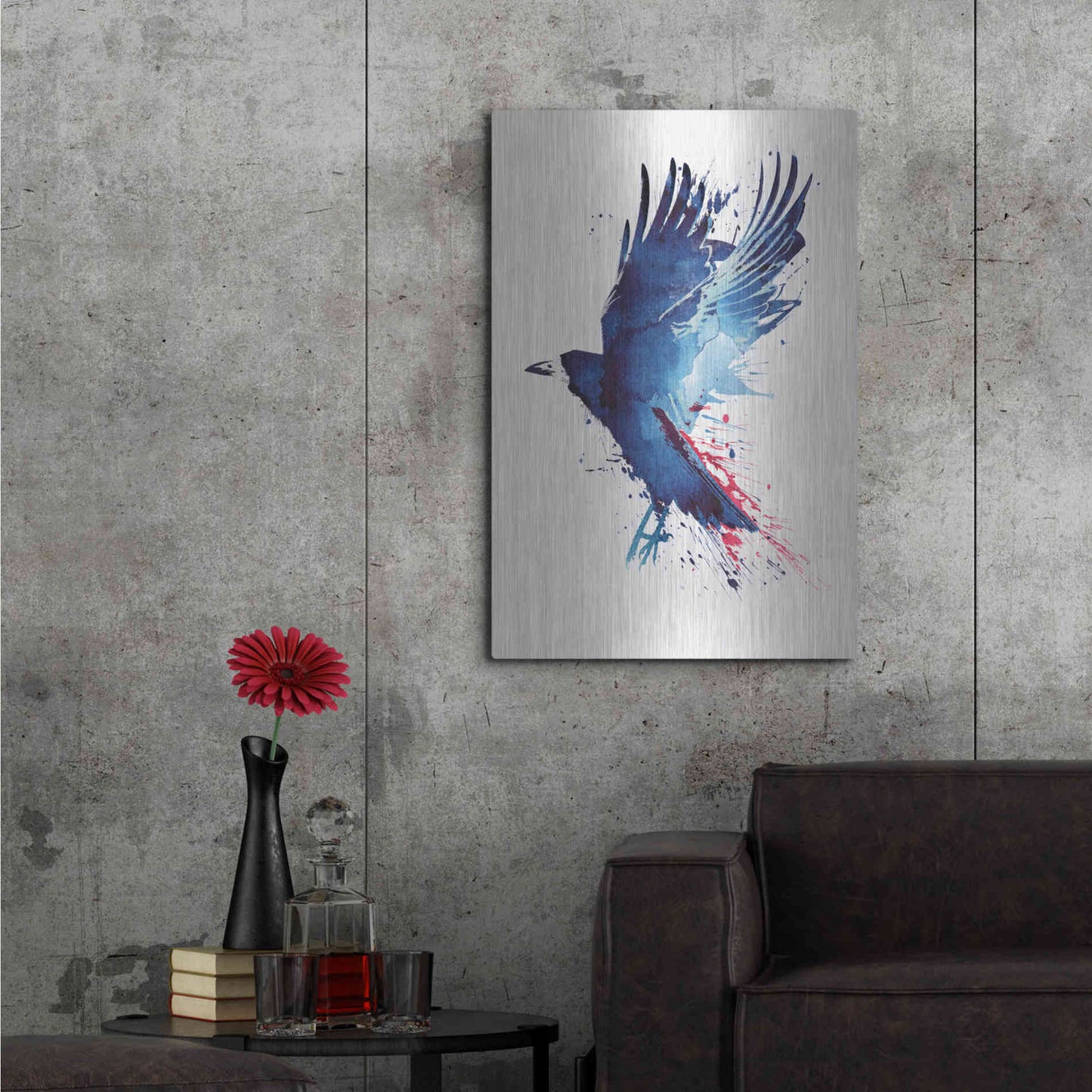 Luxe Metal Art 'Bloody Crow' by Robert Farkas, Metal Wall Art,24x36