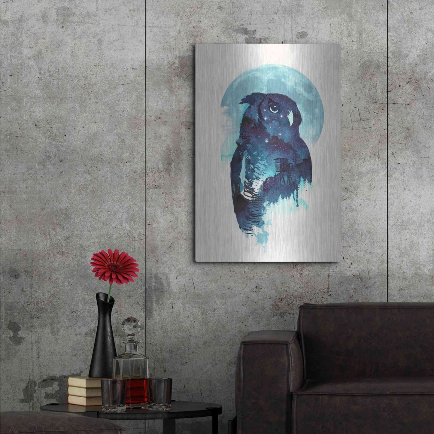 Luxe Metal Art 'Midnight Owl' by Robert Farkas, Metal Wall Art,24x36