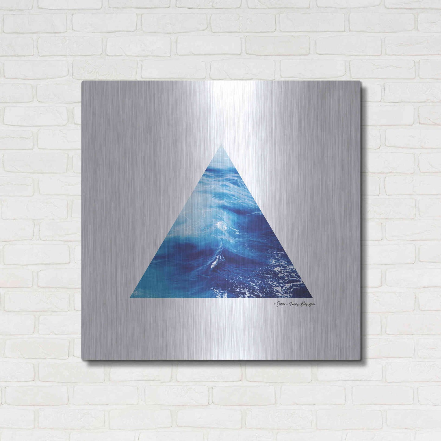 Luxe Metal Art 'Ocean Triangle' by Seven Trees Design, Metal Wall Art,36x36