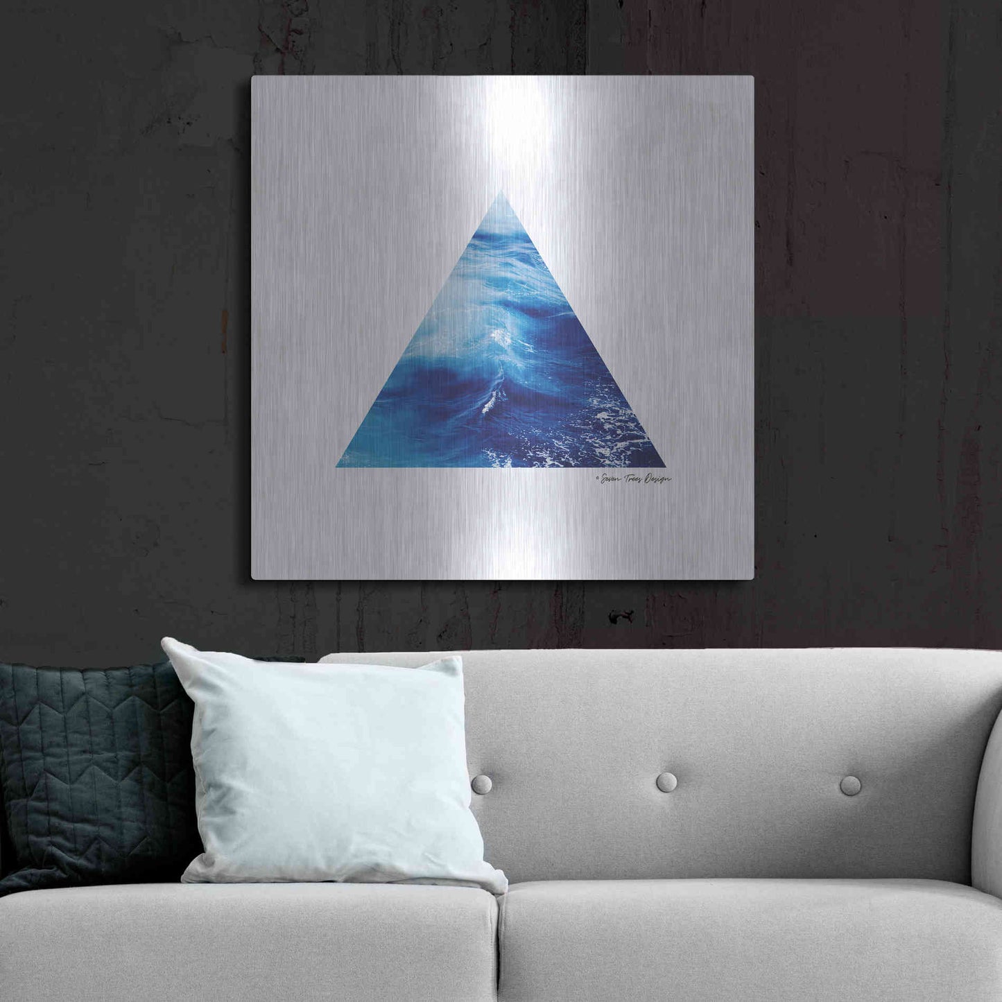 Luxe Metal Art 'Ocean Triangle' by Seven Trees Design, Metal Wall Art,36x36