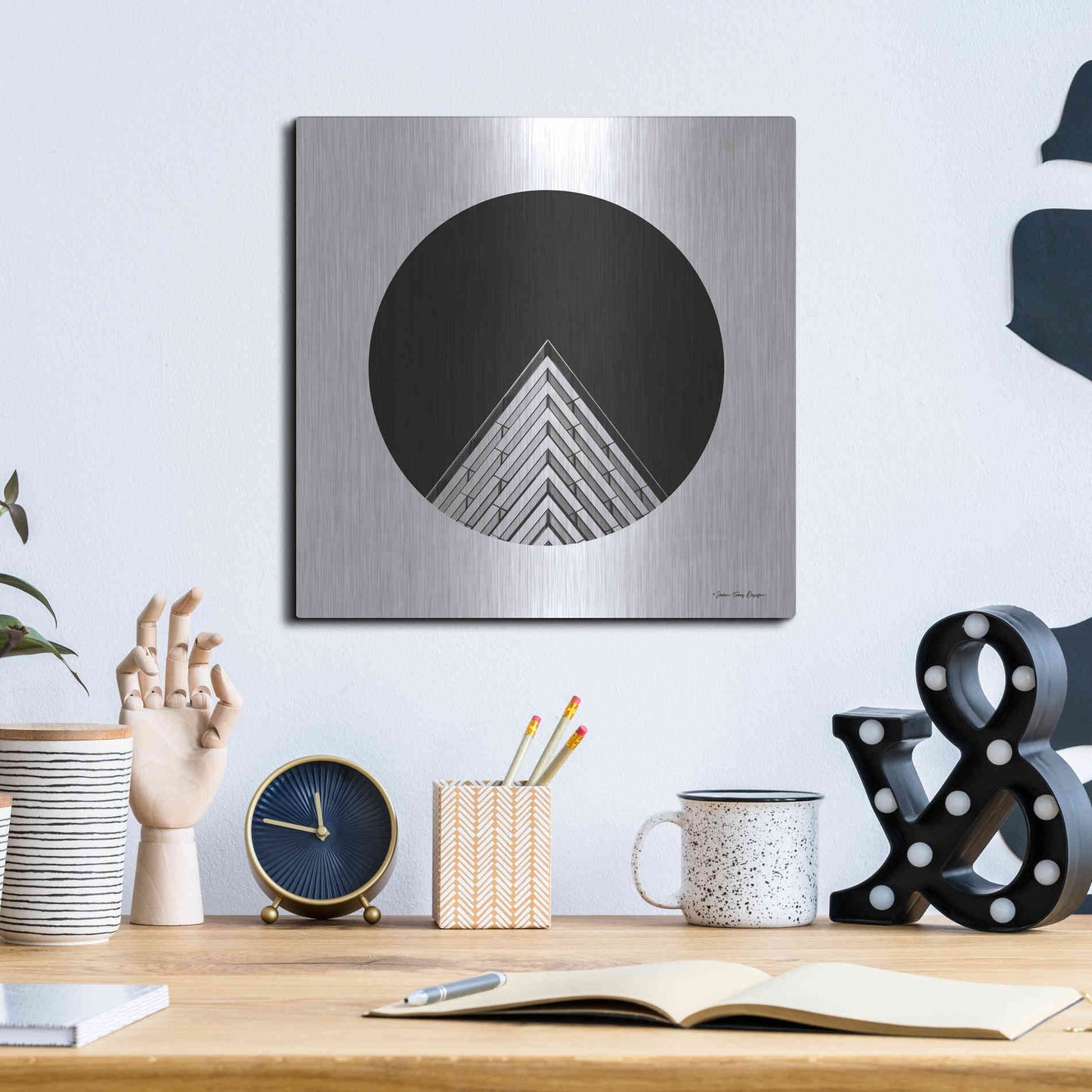 Luxe Metal Art 'Triangular Architecture' by Seven Trees Design, Metal Wall Art,12x12