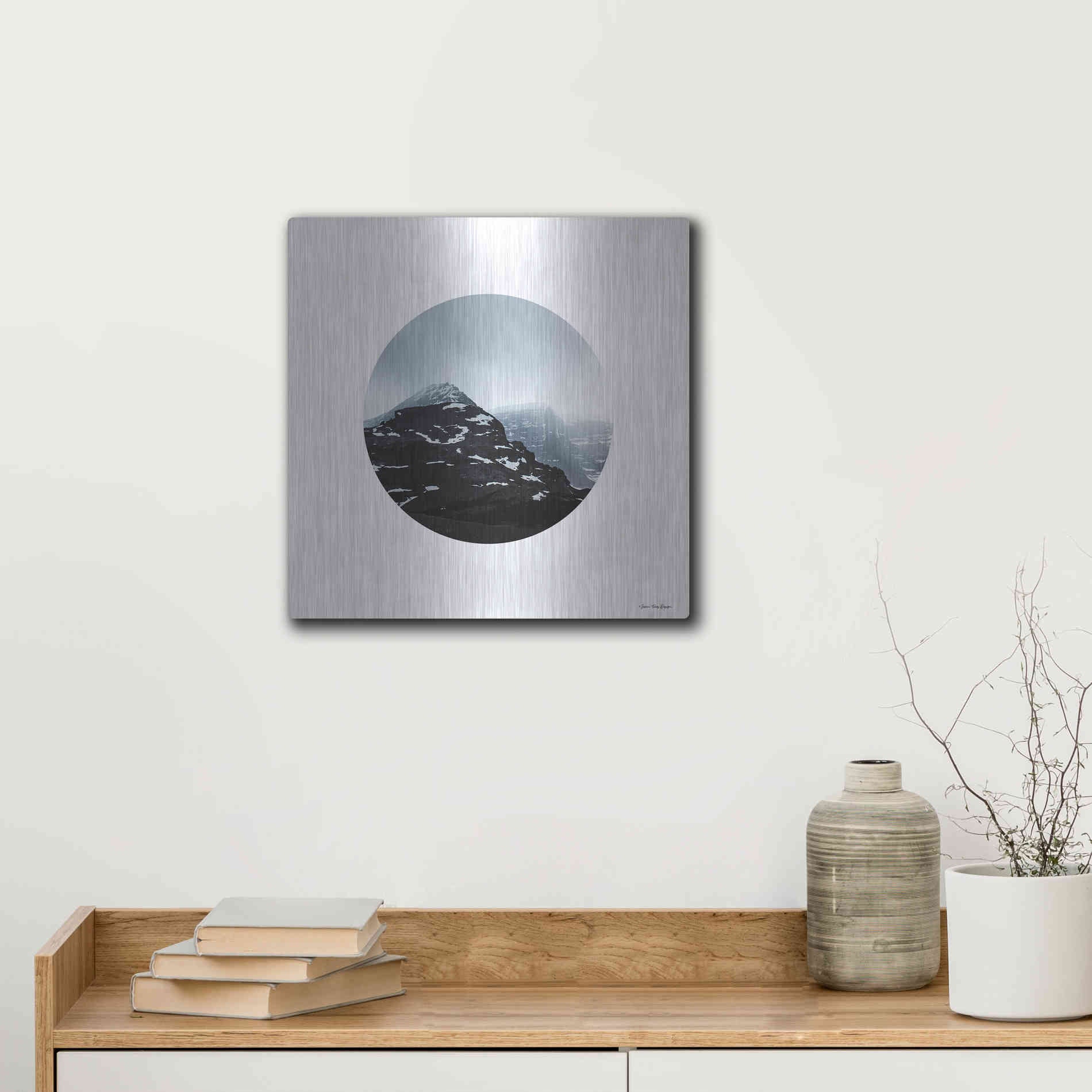 Luxe Metal Art 'Snow Mountains' by Seven Trees Design, Metal Wall Art,12x12
