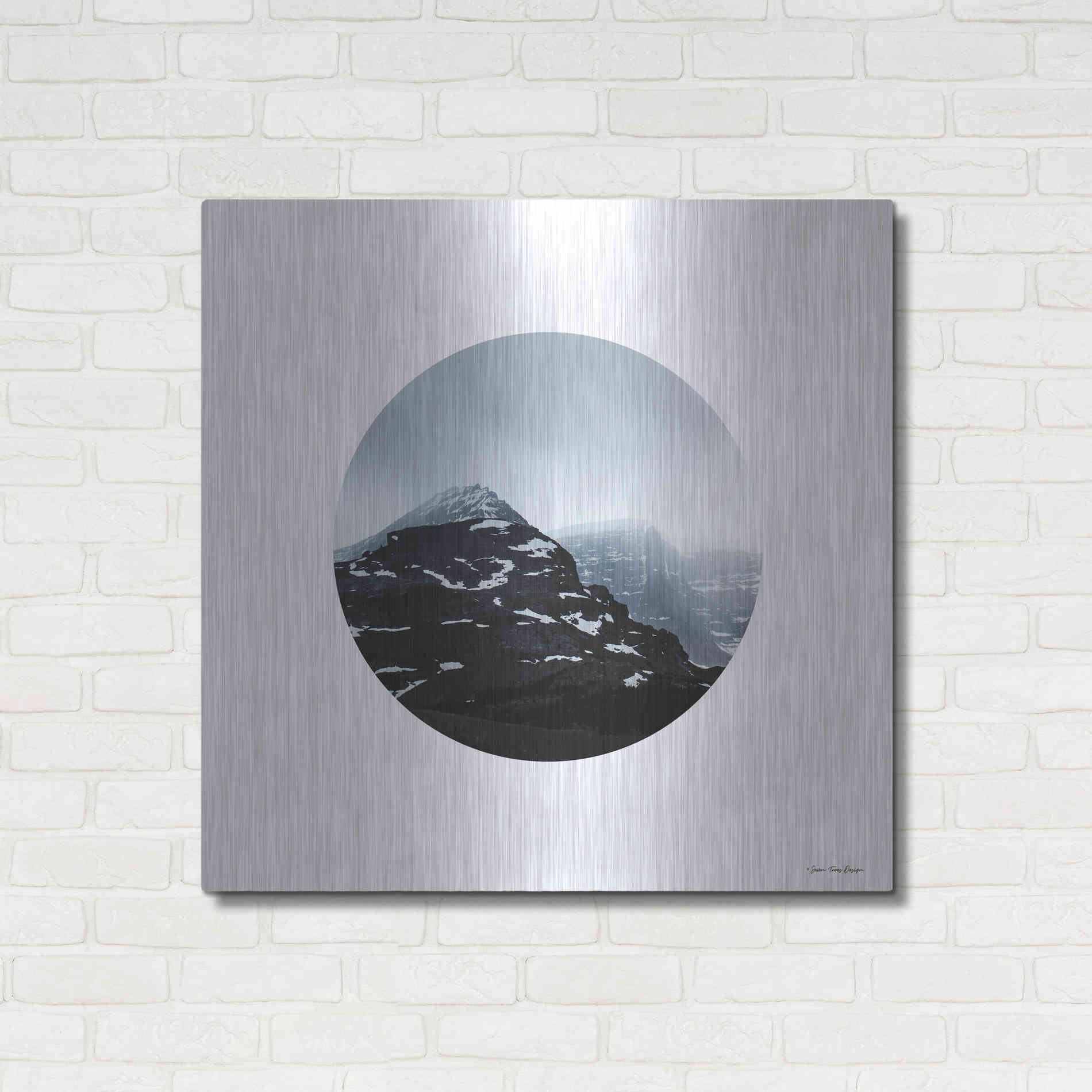 Luxe Metal Art 'Snow Mountains' by Seven Trees Design, Metal Wall Art,36x36