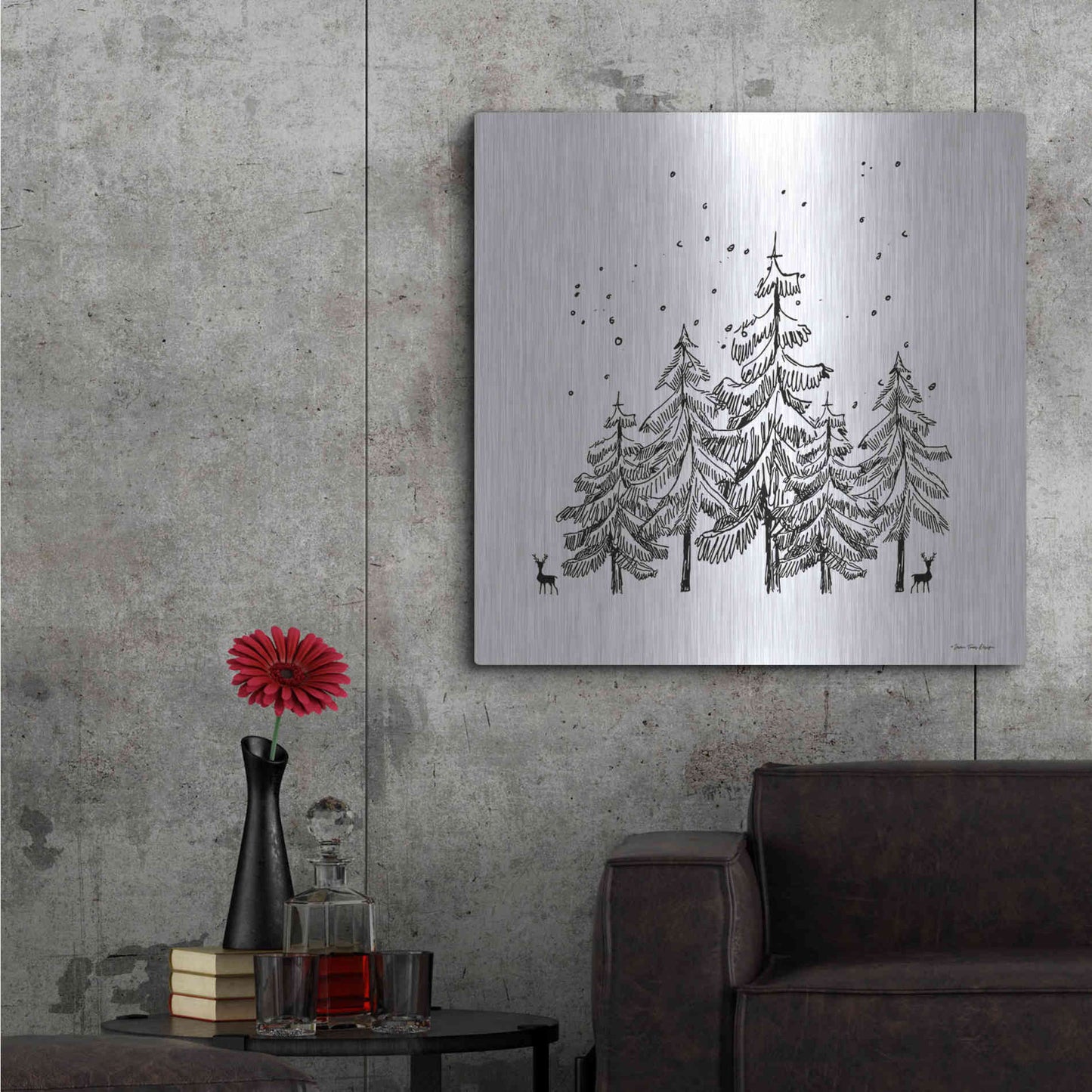 Luxe Metal Art 'Winter Time' by Seven Trees Design, Metal Wall Art,36x36