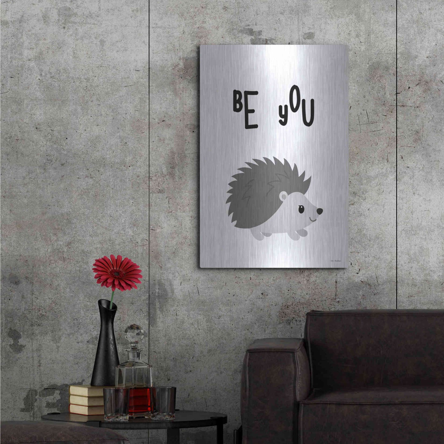 Luxe Metal Art 'Be You Hedgehog' by Seven Trees Design, Metal Wall Art,24x36
