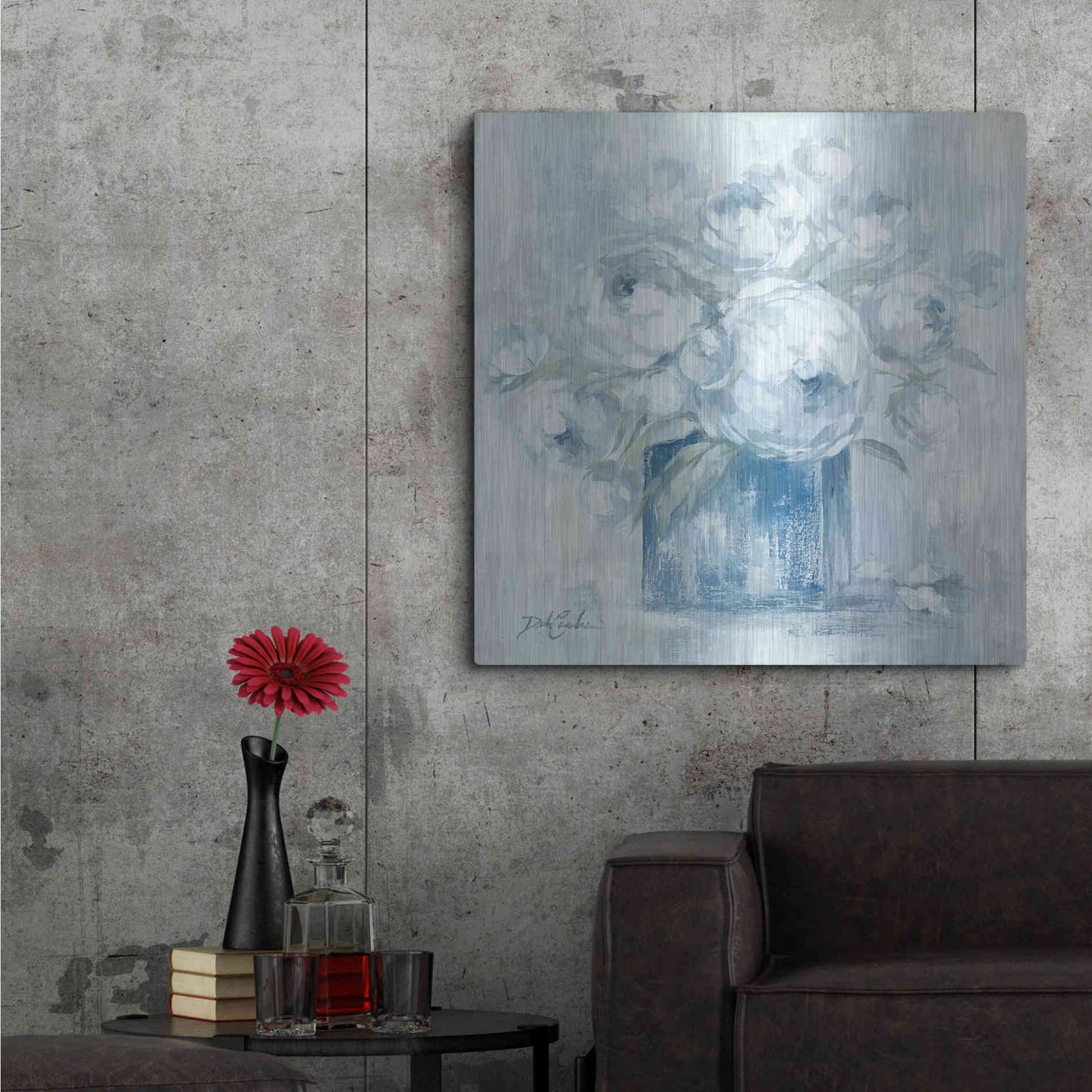 Luxe Metal Art 'White Peonies' by Debi Coiules, Metal Wall Art,36x36
