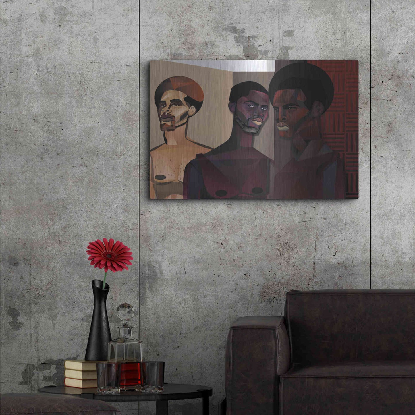 Luxe Metal Art 'Three Men' by Jaleel Campbell, Metal Wall Art,36x24