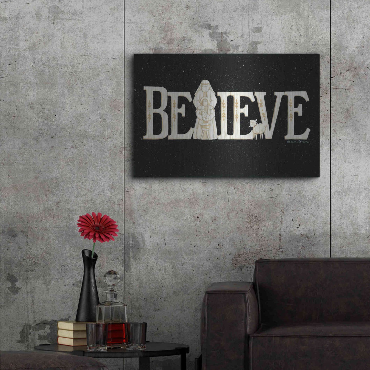 Luxe Metal Art 'Believe' by Deb Strain, Metal Wall Art,36x24