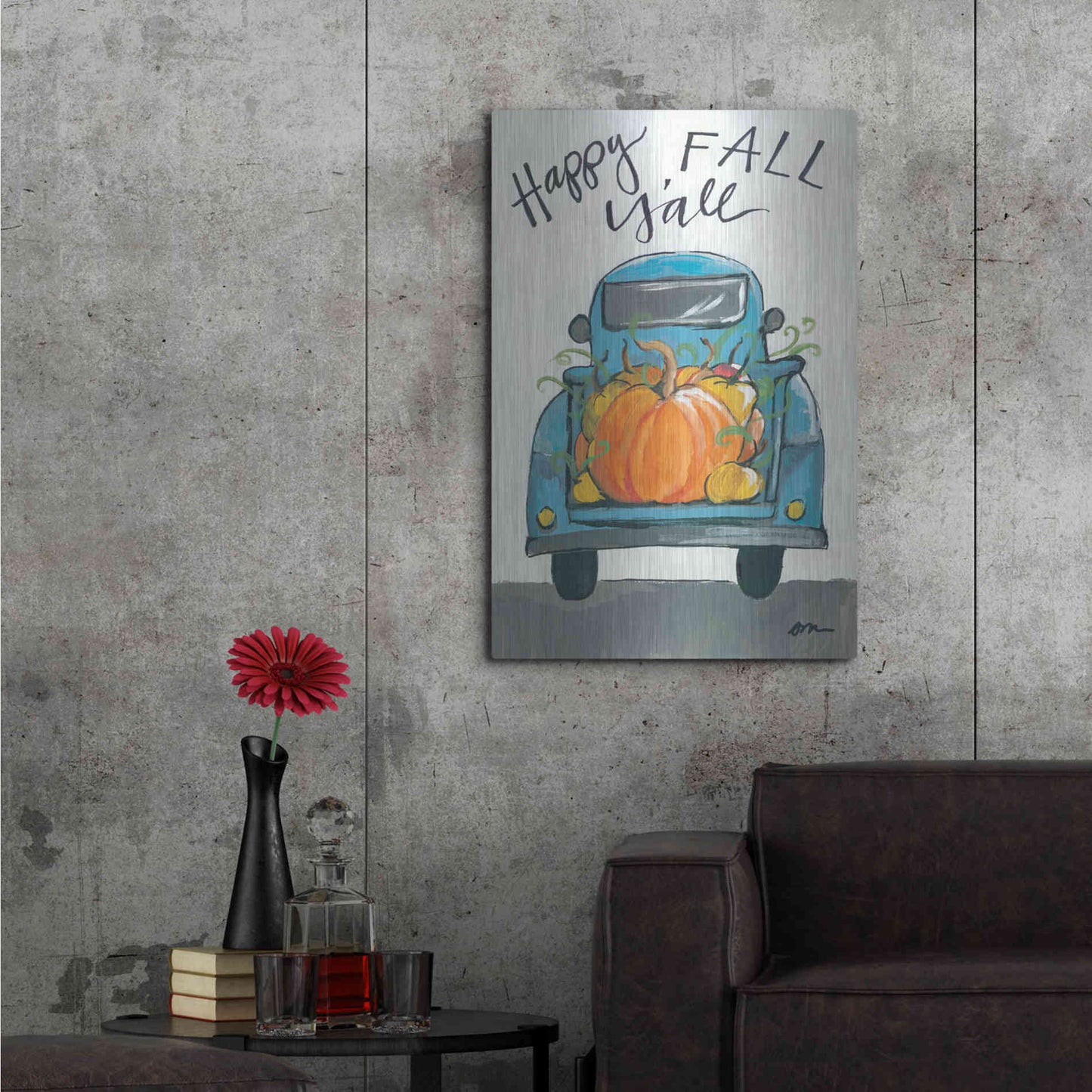 Luxe Metal Art 'Happy Fall Y'all Truck' by Jessica Mingo, Metal Wall Art,24x36