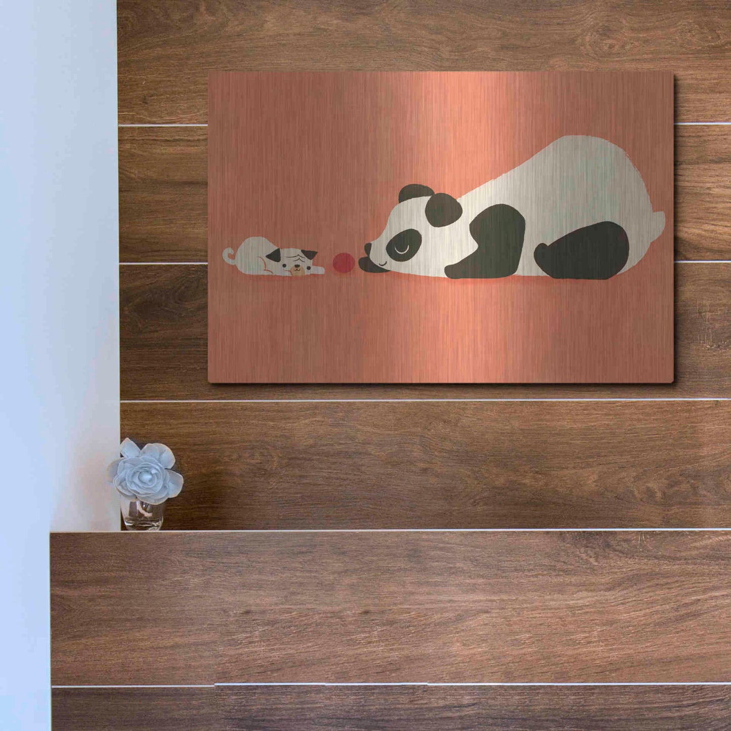 Luxe Metal Art 'The Pug and the Panda' by Jay Fleck, Metal Wall Art,16x12