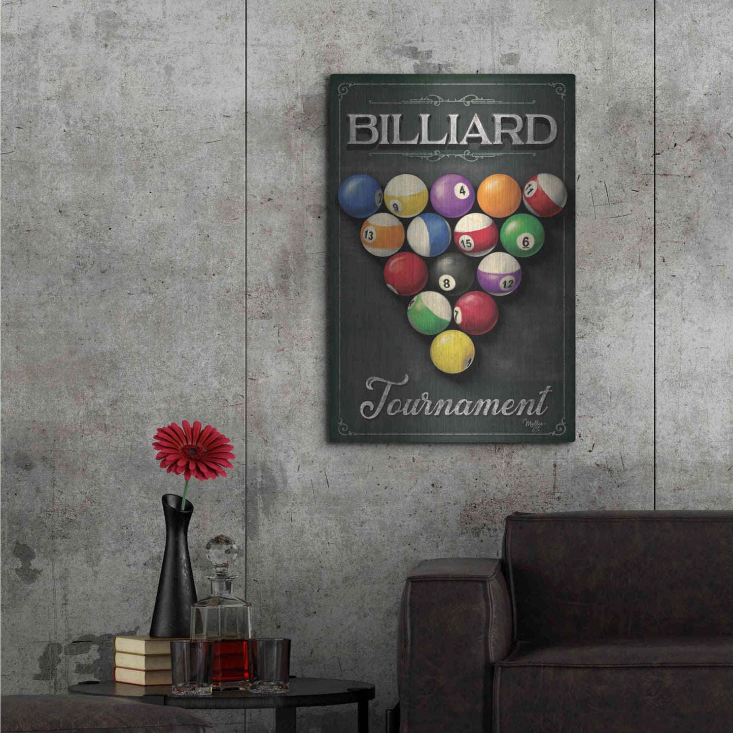 Luxe Metal Art 'Billiards Tournament' by Mollie B, Metal Wall Art,24x36