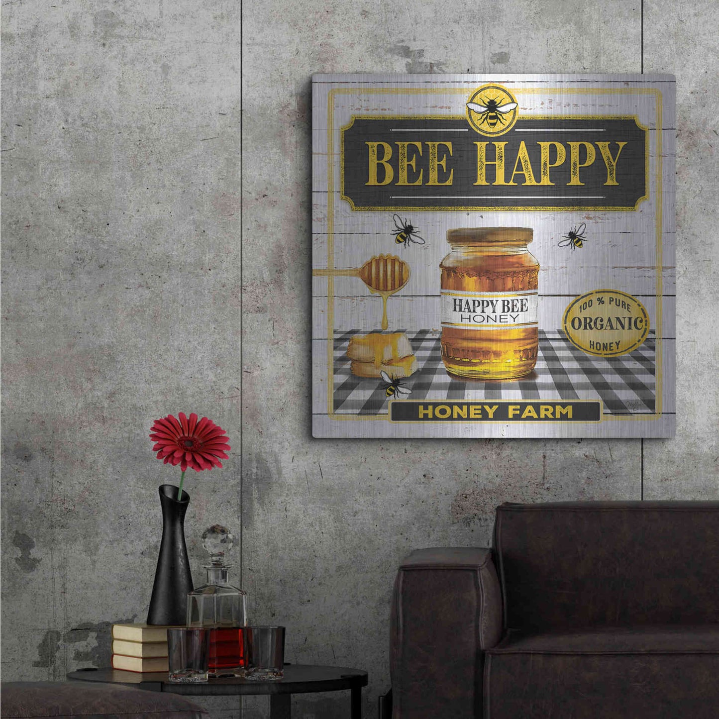 Luxe Metal Art 'Honey' by Mollie B, Metal Wall Art,36x36