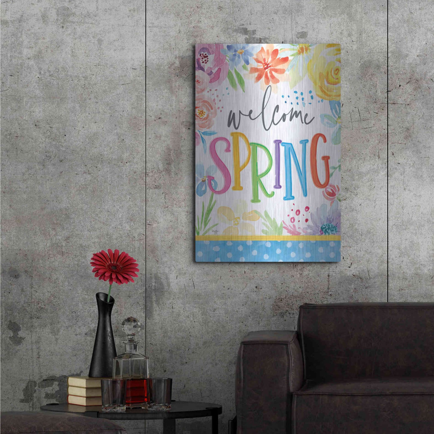 Luxe Metal Art 'Welcome Spring' by Mollie B, Metal Wall Art,24x36