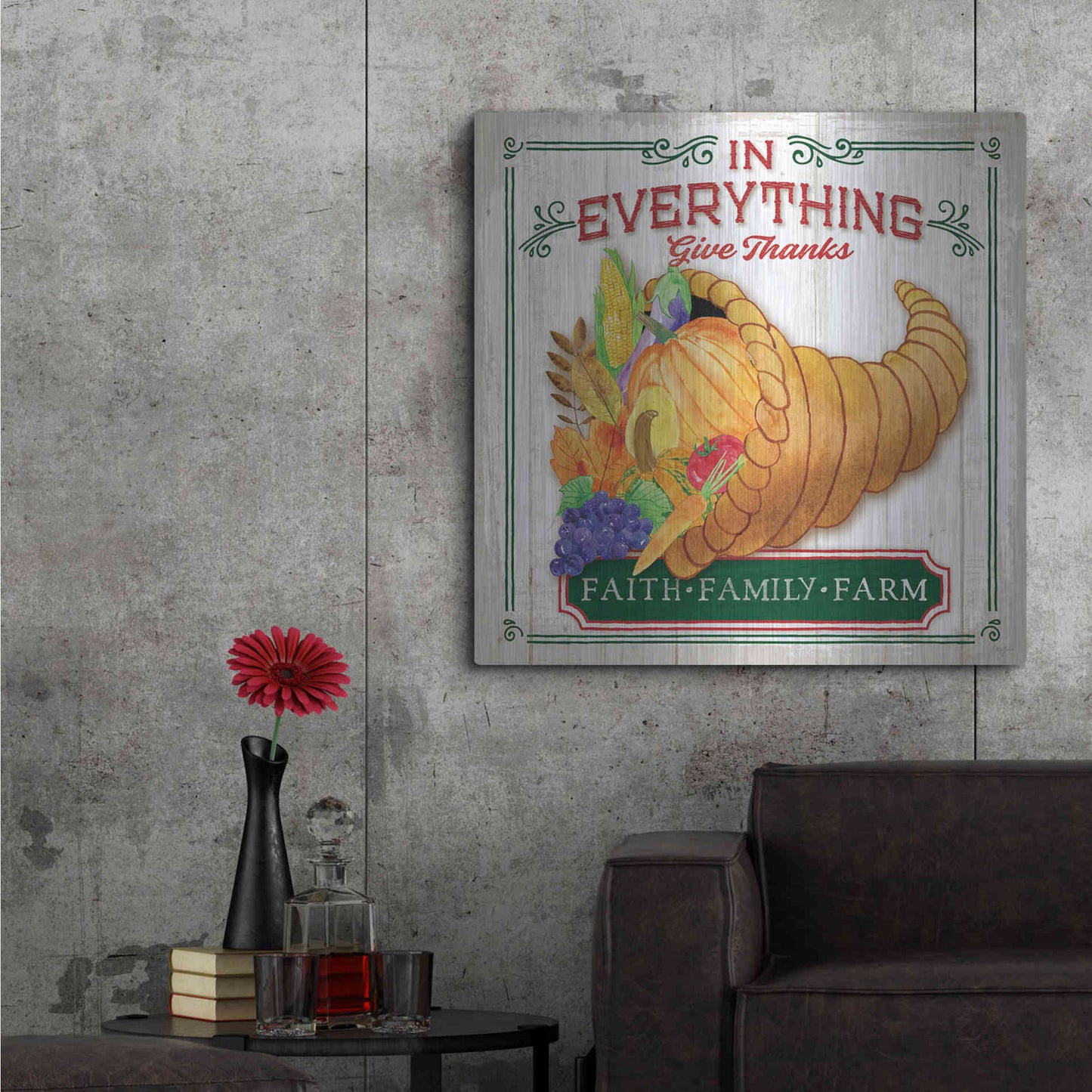 Luxe Metal Art 'Give Thanks' by Mollie B, Metal Wall Art,36x36