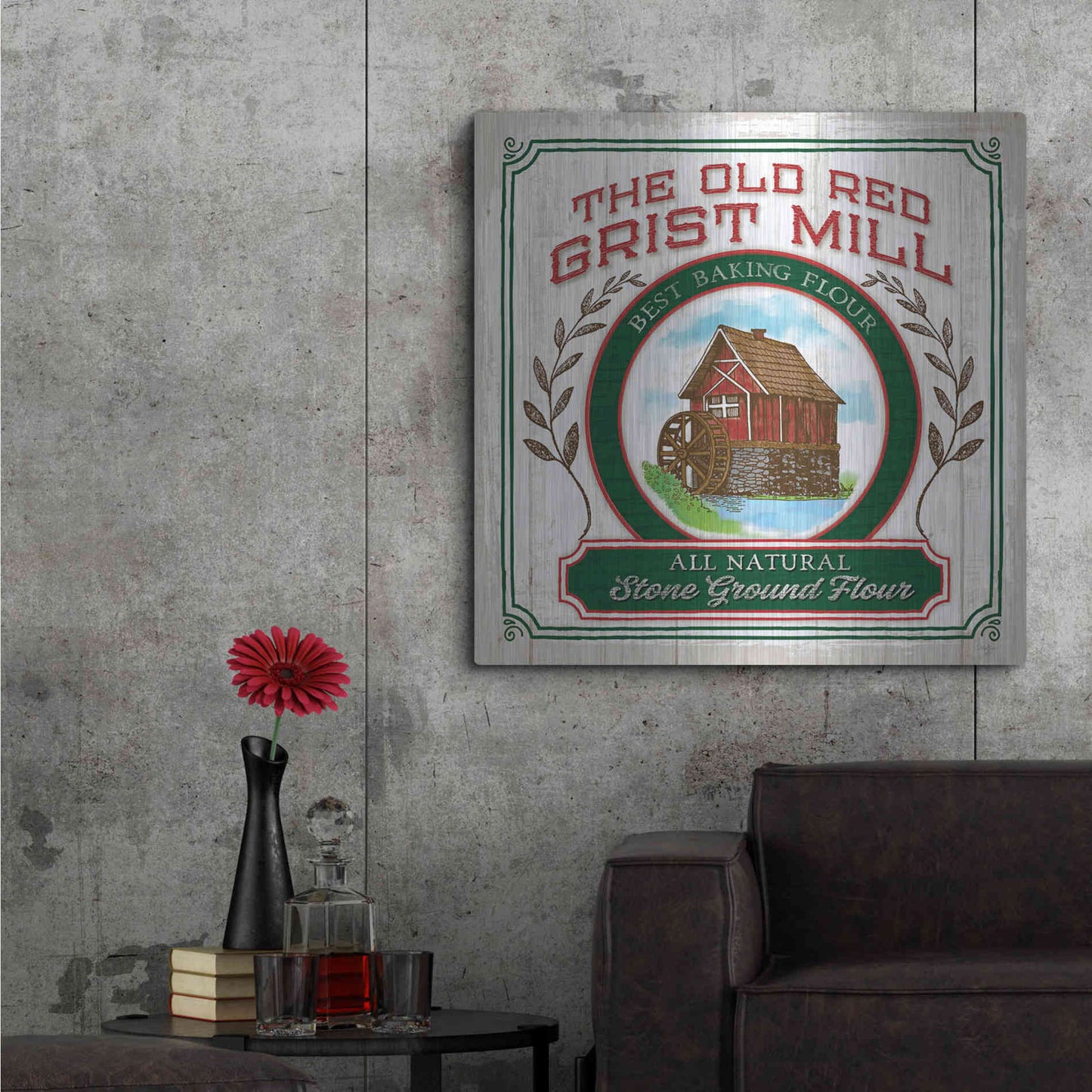 Luxe Metal Art 'Grist Mill Flour' by Mollie B, Metal Wall Art,36x36