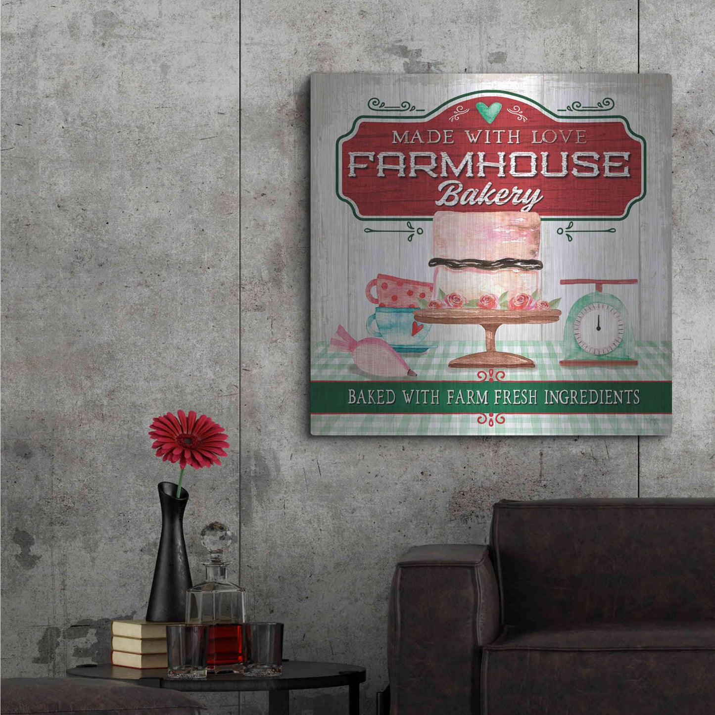 Luxe Metal Art 'Made With Love Bakery' by Mollie B, Metal Wall Art,36x36