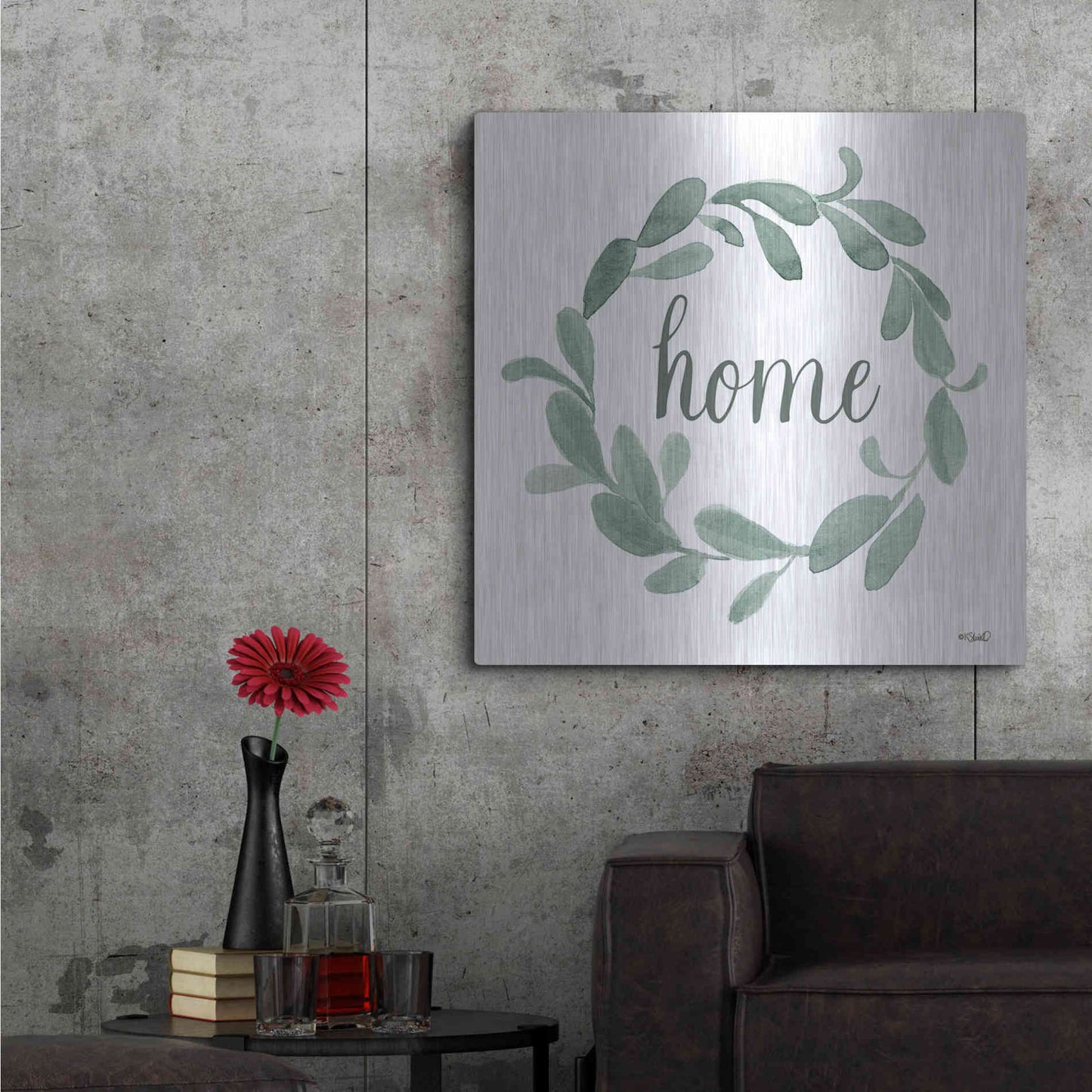 Luxe Metal Art 'Welcome Home Wreath' by Kate Sherrill, Metal Wall Art,36x36