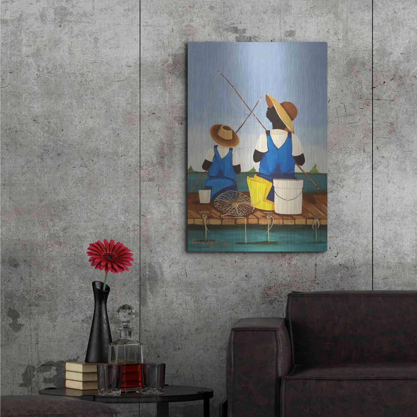 Luxe Metal Art 'Father and Son Bonding' by Cassandra Gillens, Metal Wall Art,24x36