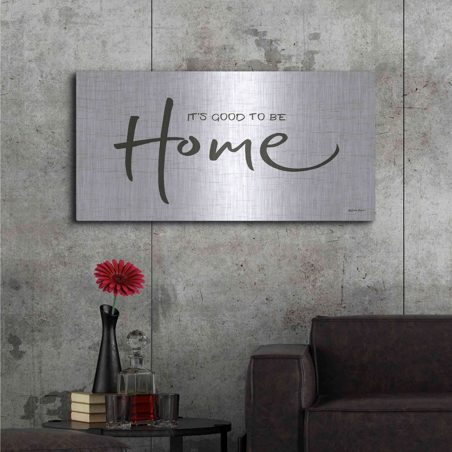 Luxe Metal Art 'It's Good to Be Home' by Susie Boyer, Metal Wall Art,48x24