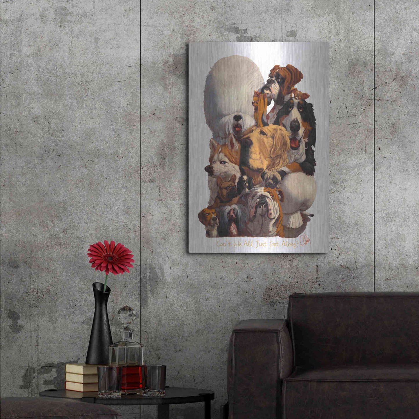 Luxe Metal Art 'Can't We All Just Get Along' by Thomas Fluharty, Metal Wall Art,24x36