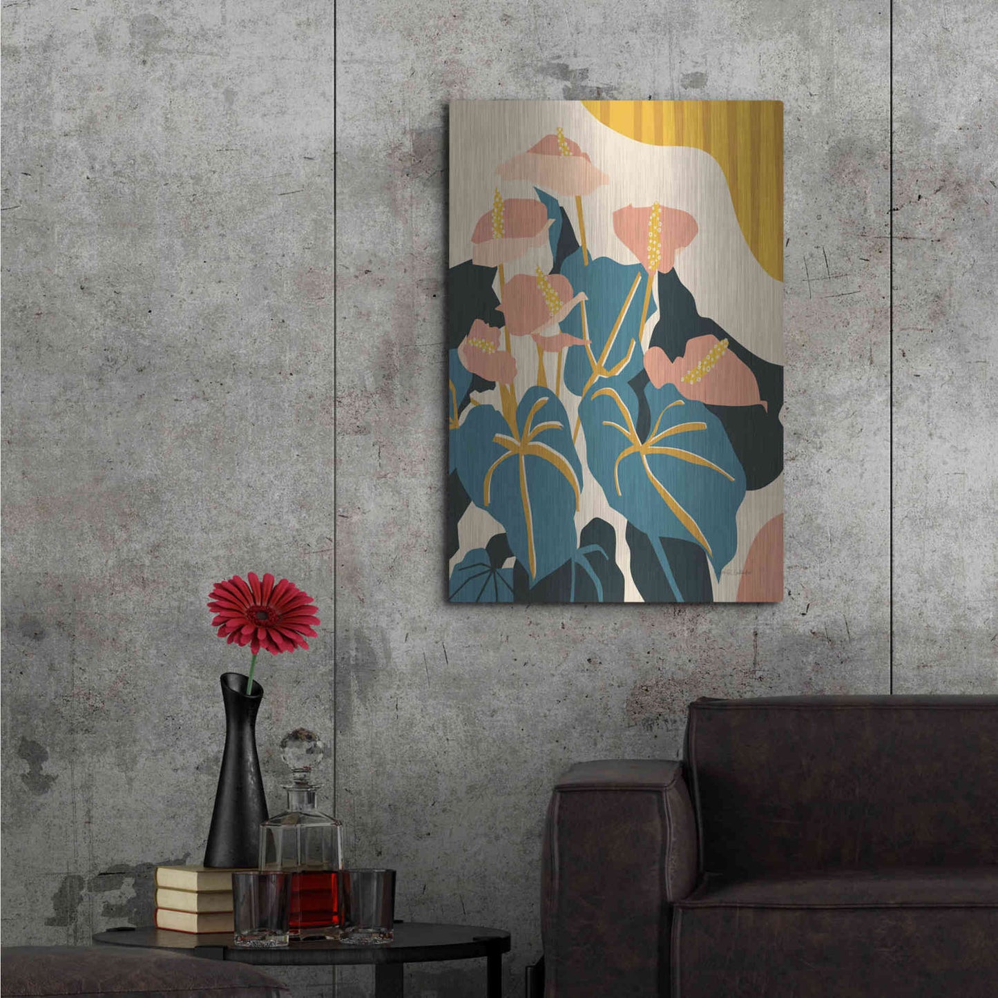 Luxe Metal Art 'Anthurium' by Megan Gallagher, Metal Wall Art,24x36