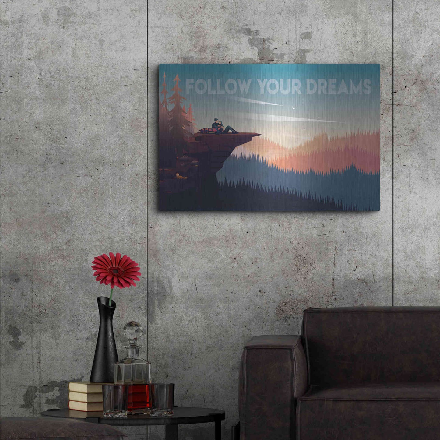 Luxe Metal Art 'Follow Your Dreams' by Omar Escalante, Metal Wall Art,36x24