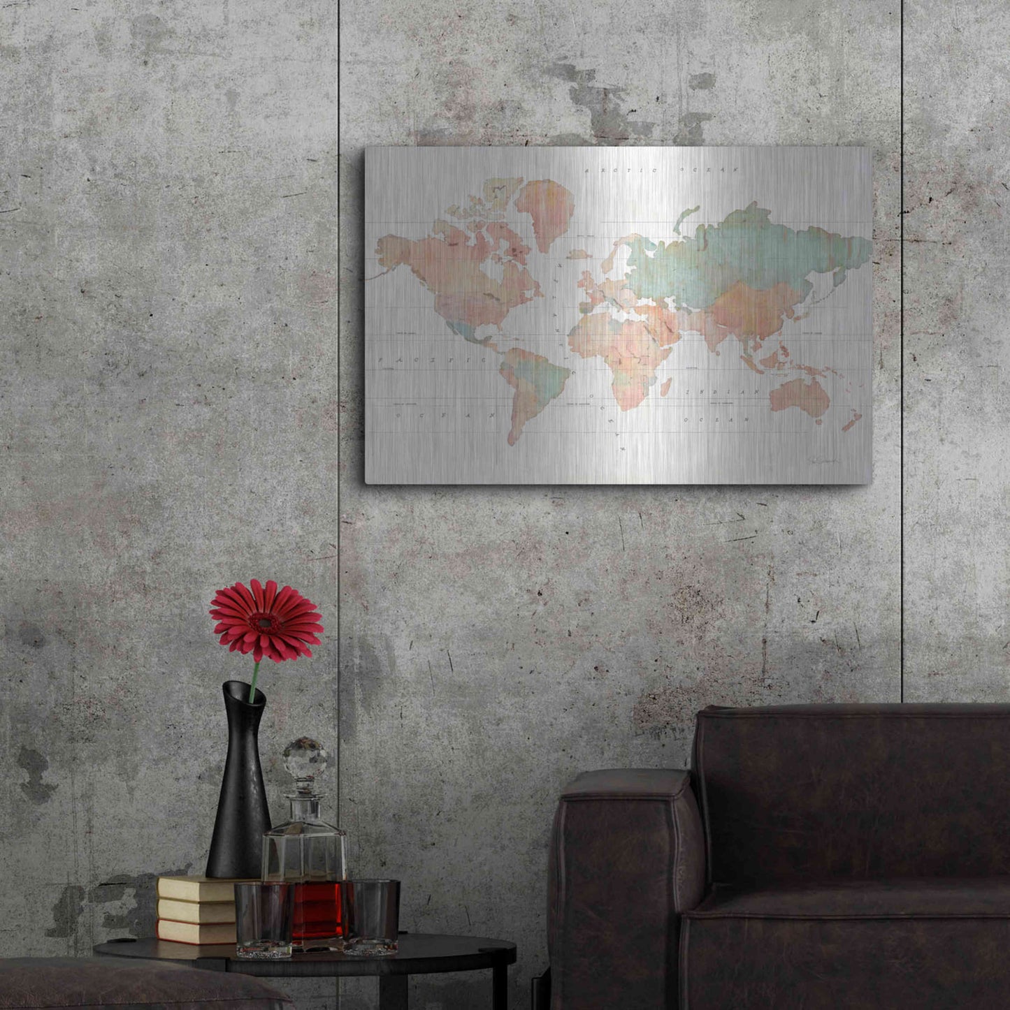 Luxe Metal Art 'Across the World II' by Sue Schlabach, Metal Wall Art,36x24