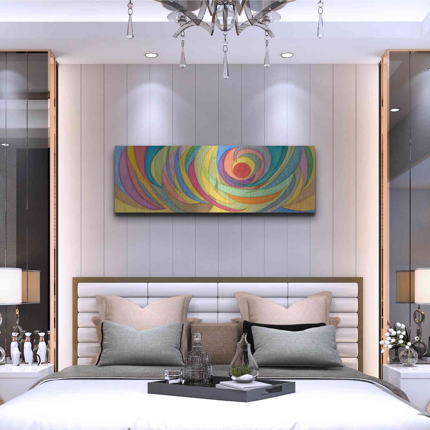 Luxe Metal Art 'Watercolor Arches I' by Nikki Galapon, Metal Wall Art,48x16