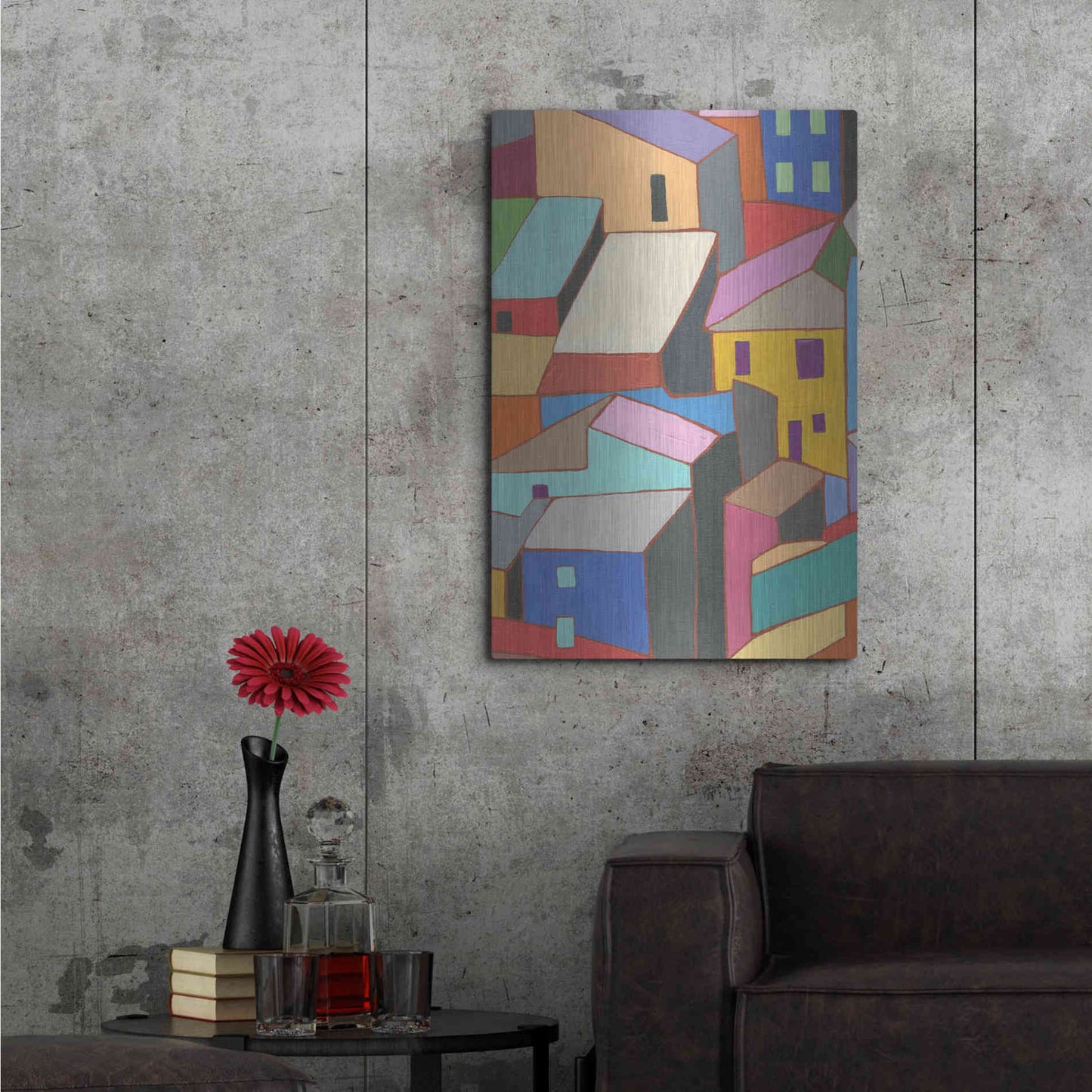 Luxe Metal Art 'Rooftops in Color II' by Nikki Galapon, Metal Wall Art,24x36