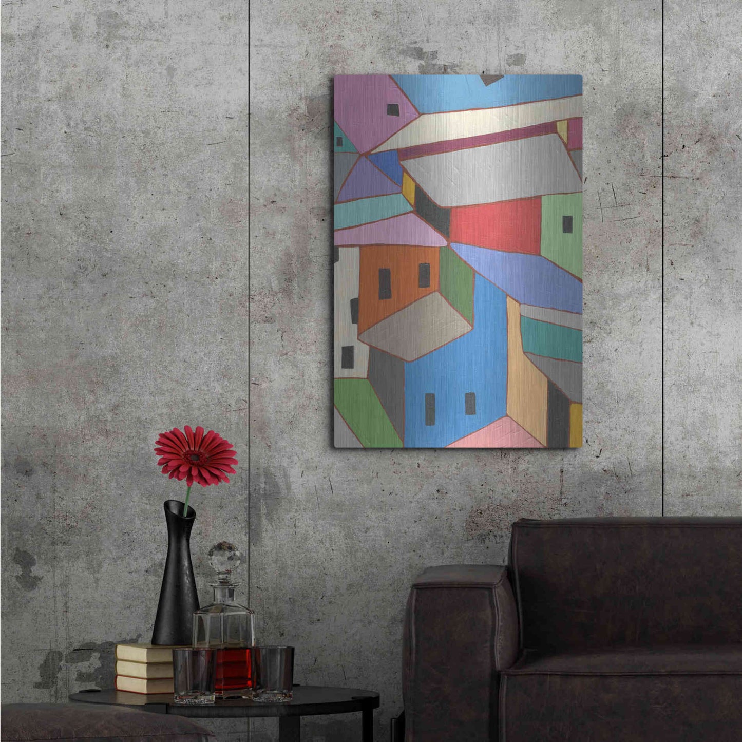 Luxe Metal Art 'Rooftops in Color XII' by Nikki Galapon, Metal Wall Art,24x36