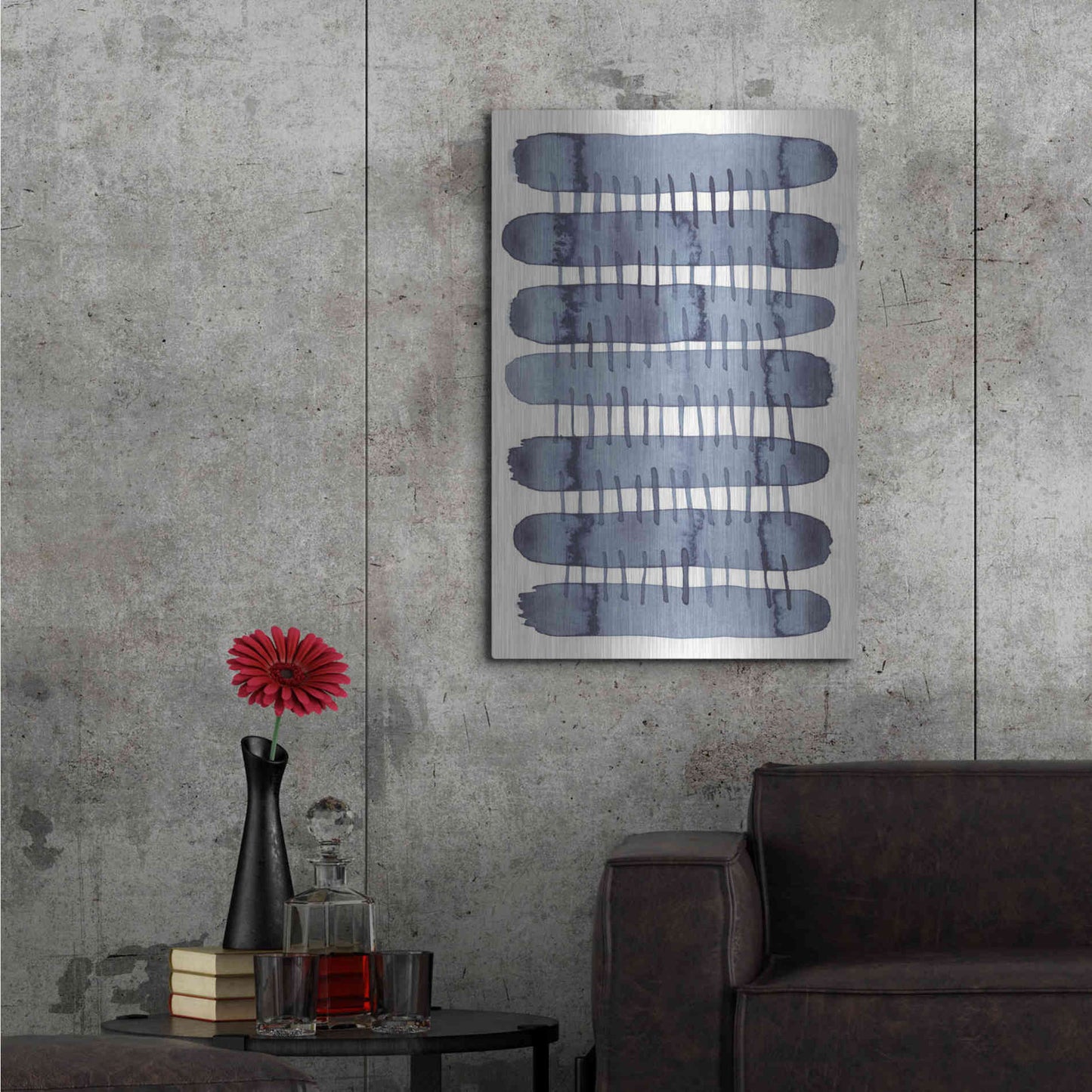 Luxe Metal Art 'Indigo Stitchy I' by Nikki Galapon, Metal Wall Art,24x36