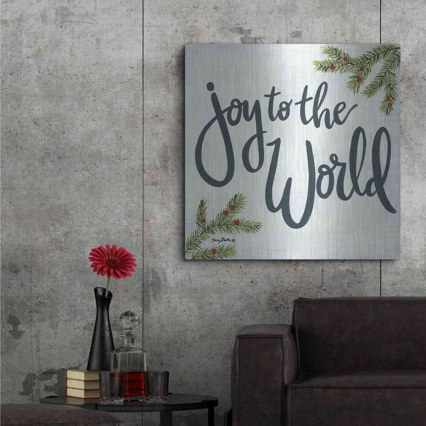 Luxe Metal Art 'Joy to the World' by Sara Baker, Metal Wall Art,36x36