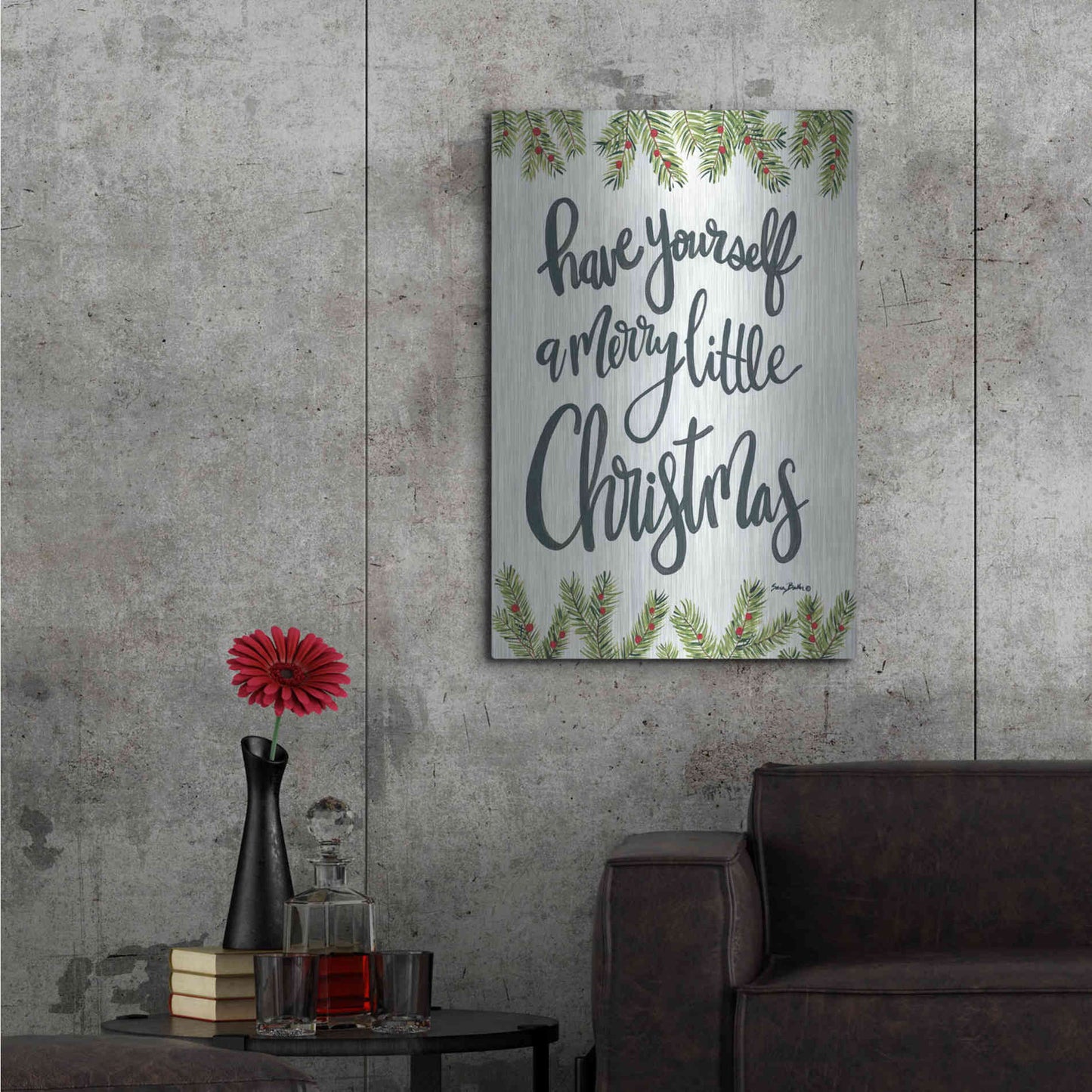 Luxe Metal Art 'Have Yourself a Merry Little Christmas' by Sara Baker, Metal Wall Art,24x36