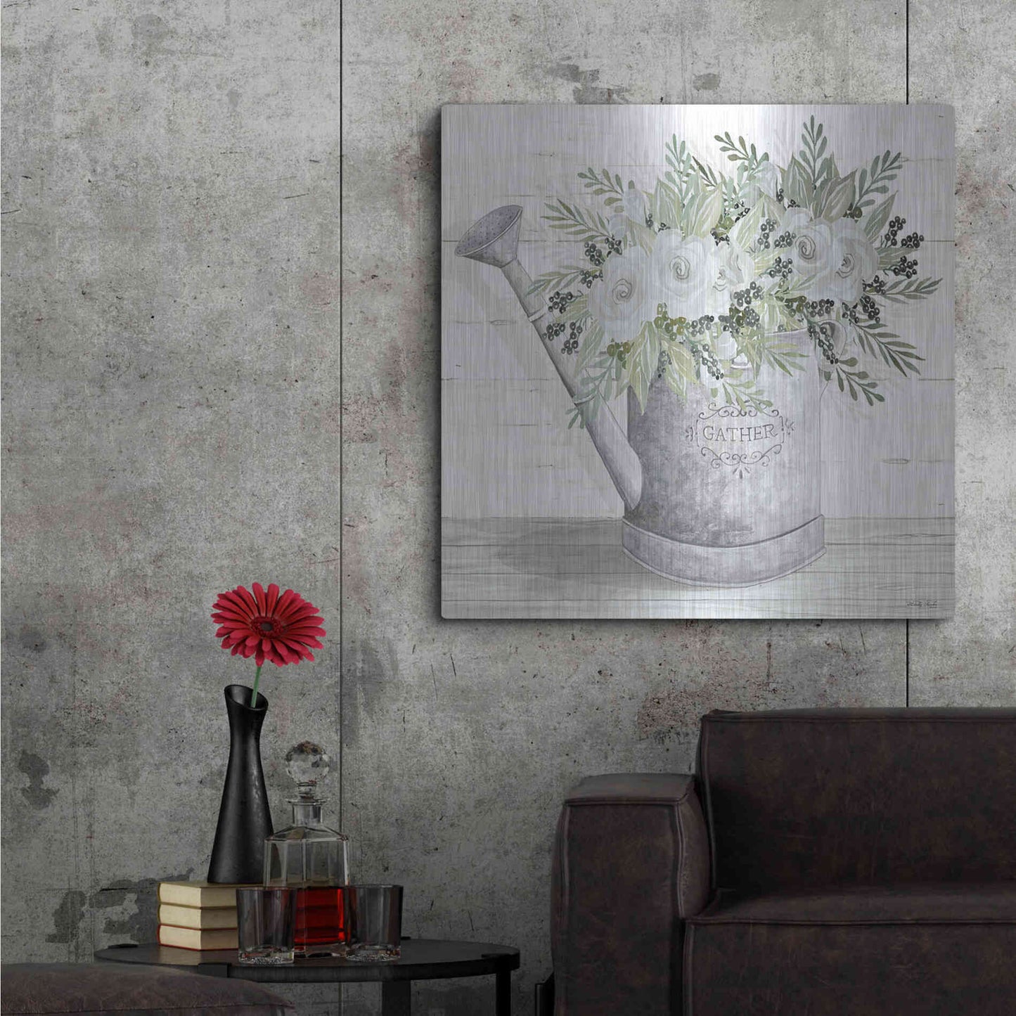 Luxe Metal Art 'Gather Watering Can' by Cindy Jacobs, Metal Wall Art,36x36