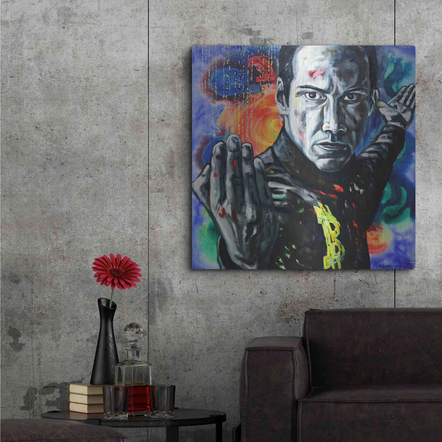 Luxe Metal Art 'Bitcoin Warrior' by Jan Kasparec, Metal Wall Art,36x36