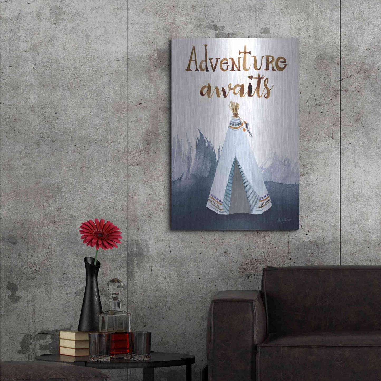 Luxe Metal Art 'Adventure Awaits' by Kelley Talent, Metal Wall Art,24x36